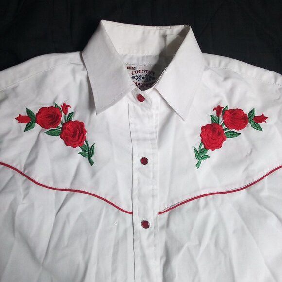 Other Vintage Ely Country Charmers Roses Western Pearl Shirt Size US M / EU 48-50 / 2 - 1 Thumbnail