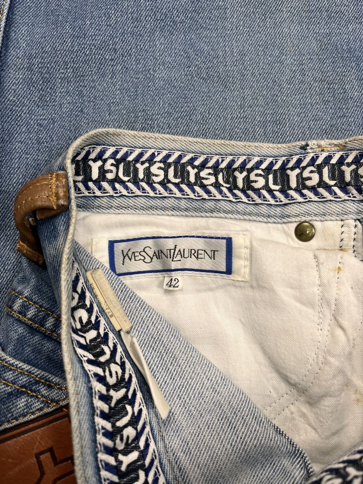 Yves Saint Laurent Yves Saint Laurent Leather Patch Denim Pants Size US 27 - 10 Thumbnail