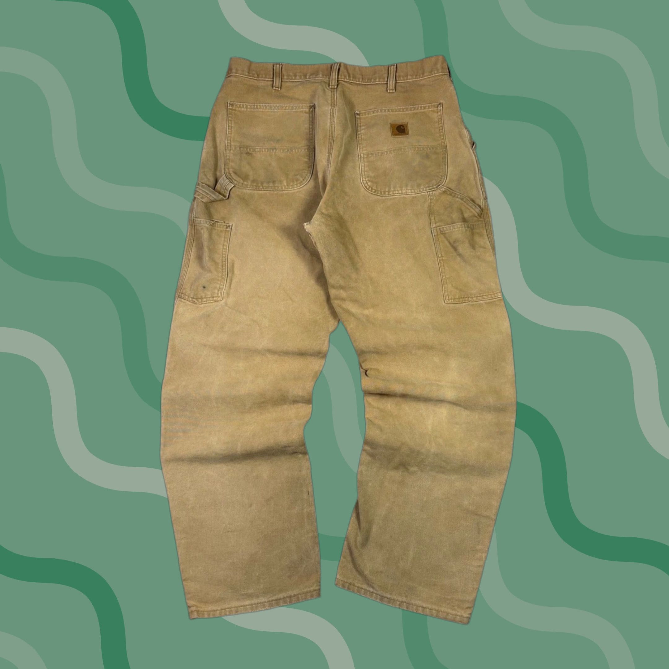 Carhartt VINTAGE Carhartt Mens Tan Canvas Carpenter Work Pants Double Knee Distressed Size 32x33 Mens Size US 32 / EU 48 - 1 Thumbnail