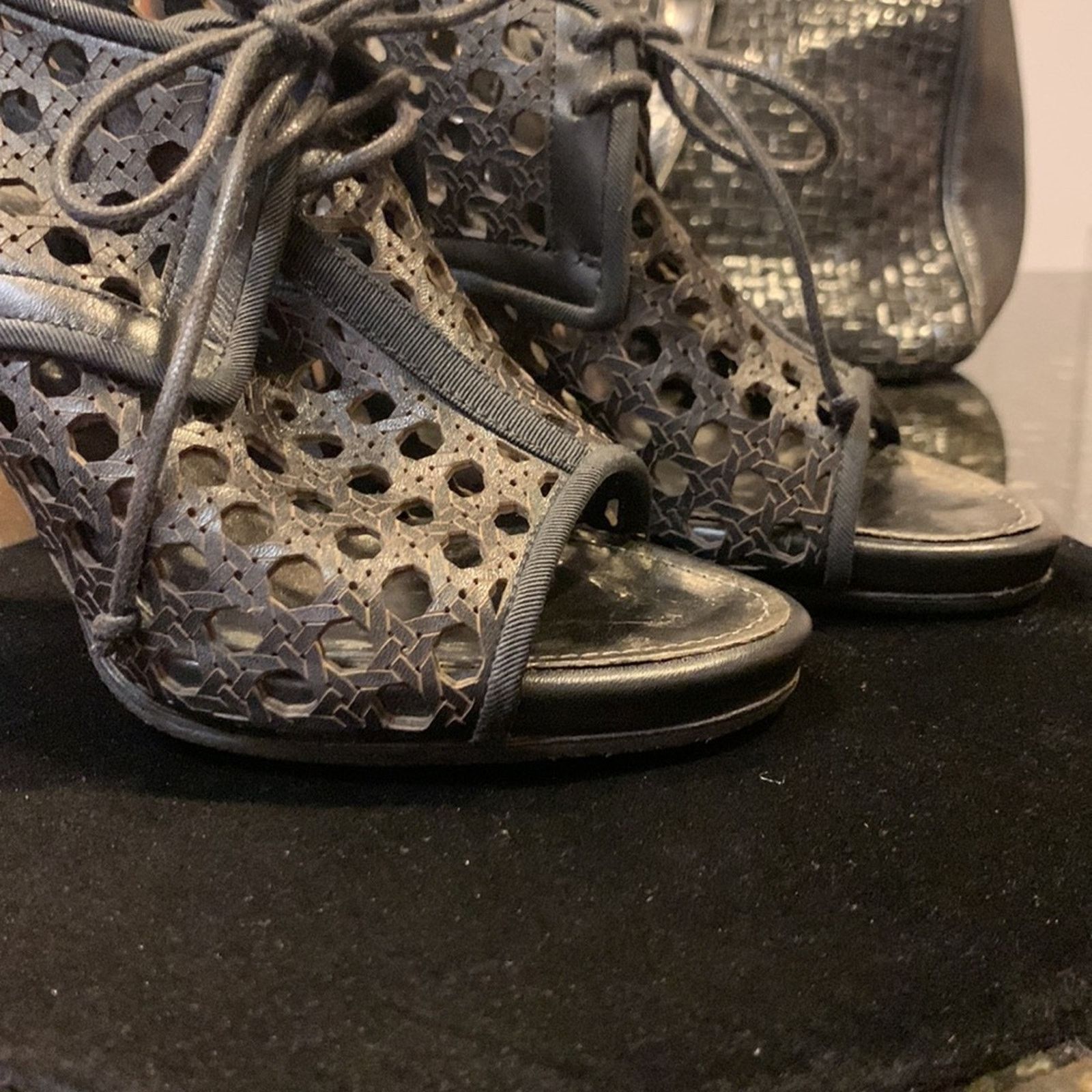 Proenza Schouler Proenza Schouler runway black cage woven open toe sexy shoes Size US 7 / IT 37 - 4 Thumbnail