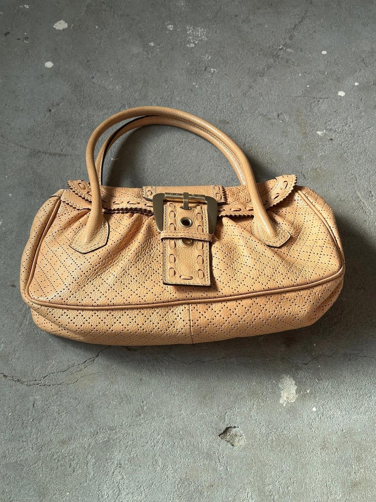 Celine Celine Perforated Leather Shoulder Bag Beige Size ONE SIZE - 6 Thumbnail