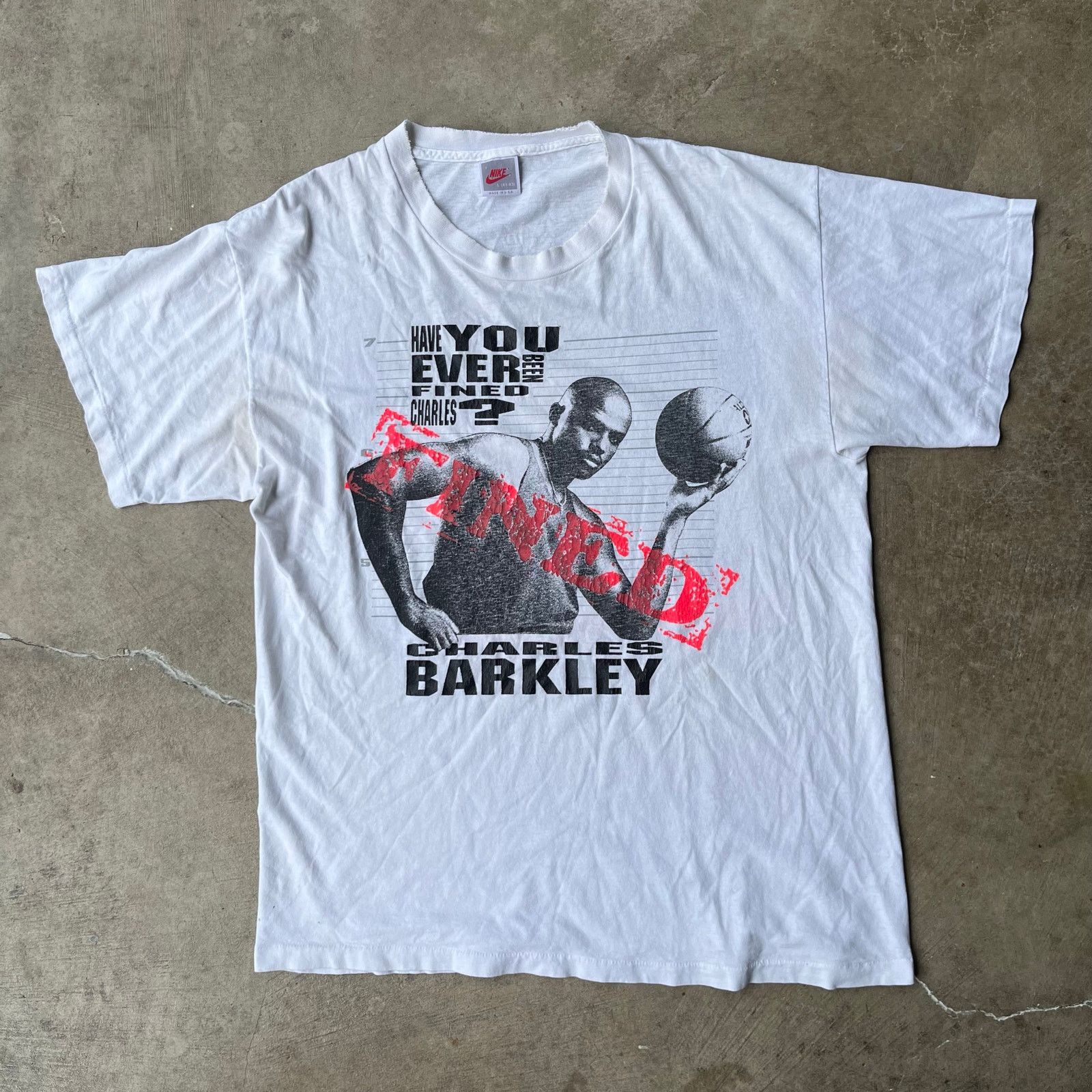 Vintage Nike Charles Barkley Fined WHITE Shirt Size Large Vintage Size US L / EU 52-54 / 3 - 1 Thumbnail