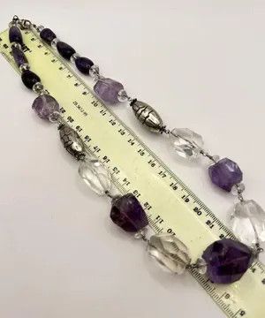 Jewelry Vintage Sterling Silver 925 Necklace Beads Natural Amethyst Size ONE SIZE - 6 Thumbnail