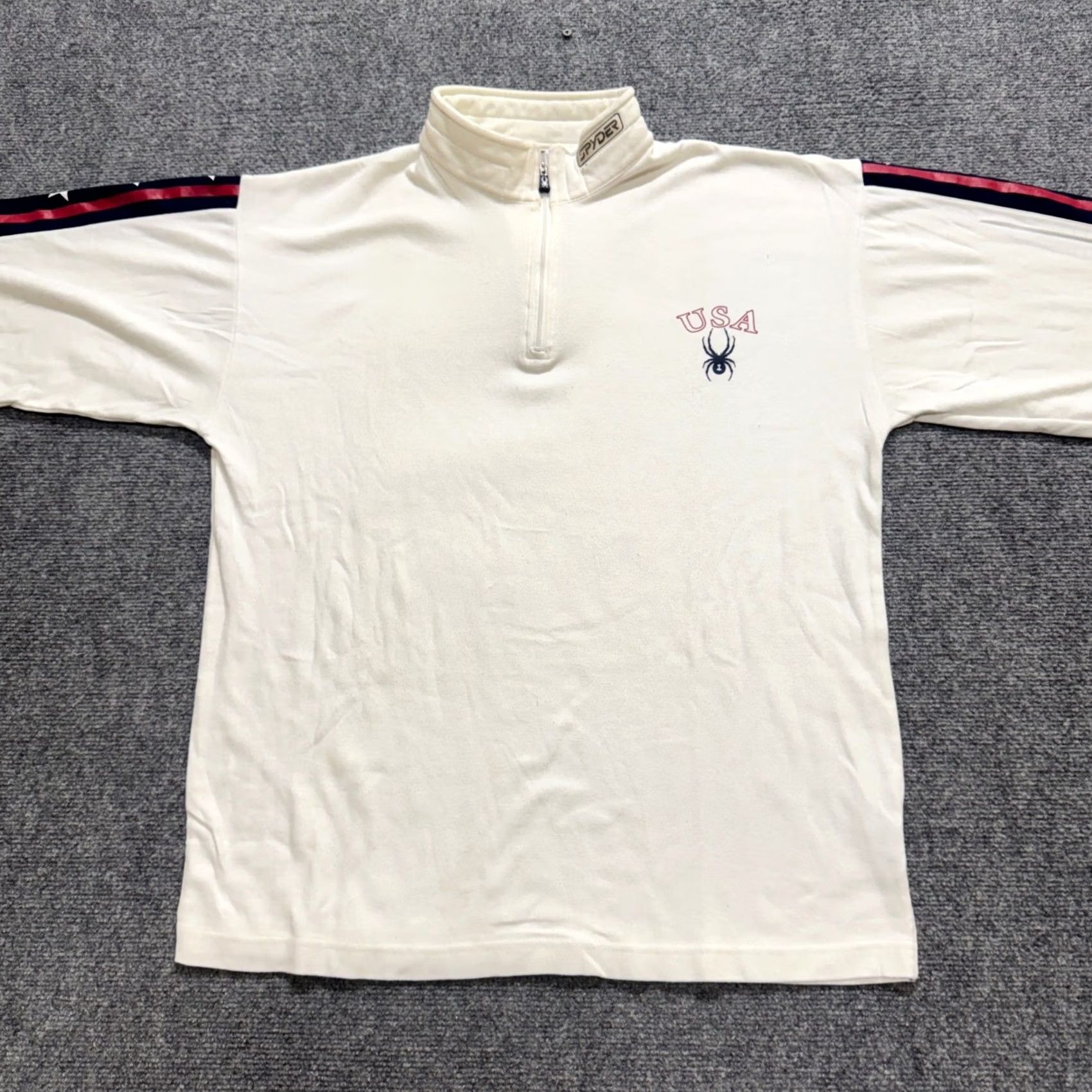 Spyder VINTAGE Spyder 1/4 Zip Shirt Mens L White Y2K Pullover Long-sleeve 90s USA Stars Size US L / EU 52-54 / 3 - 7 Thumbnail