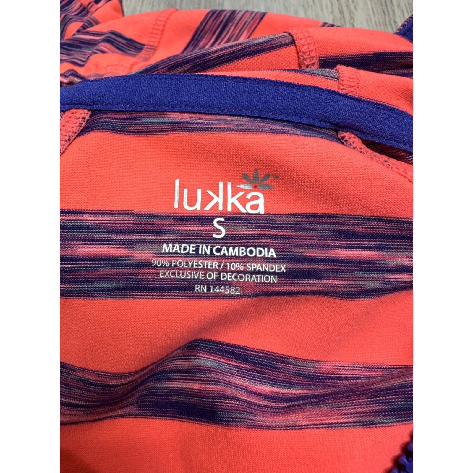 Vintage Lukka Women’s Orange Purple Stripe Active Jacket Full Zip Hooded Lightweight S Small Womens Track Jacket Size S / US 4 / IT 40 - 4 Thumbnail