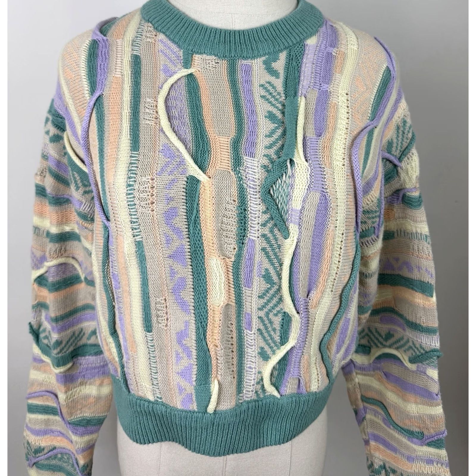 Forever 21 Forever 21 Textured Knit Sweater Womens Small Cropped Pullover Crew Neck Casual 80s 90s Green Cotton Blend Knit Shirt Womens Size S / US 4 / IT 40 - 2 Thumbnail