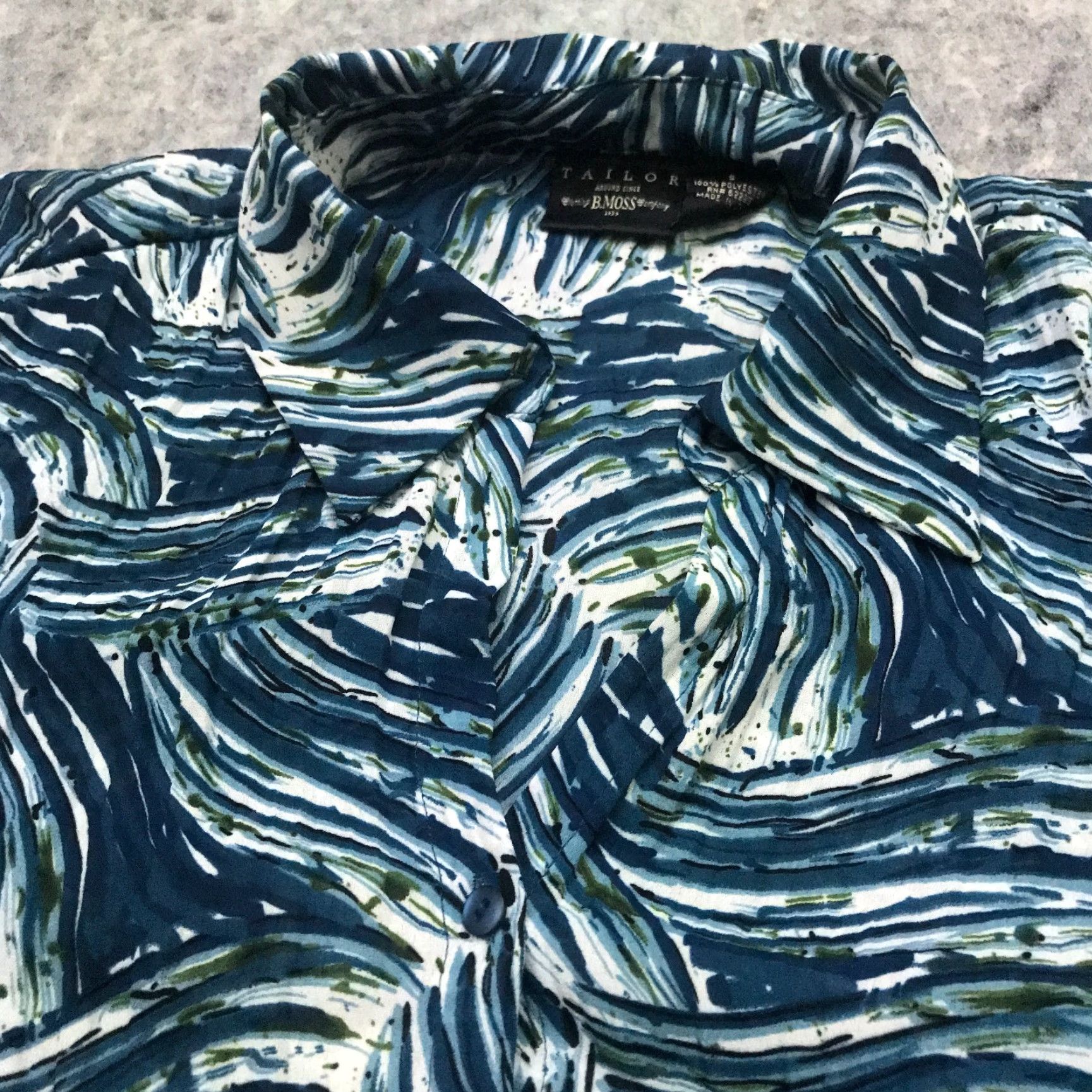 Vintage B. Moss Womens Shirt Tailor Blue Button-Down Oversized Small Flowy Regular Top Front Collar Button-Up Knit? Size S / US 4 / IT 40 - 2 Thumbnail