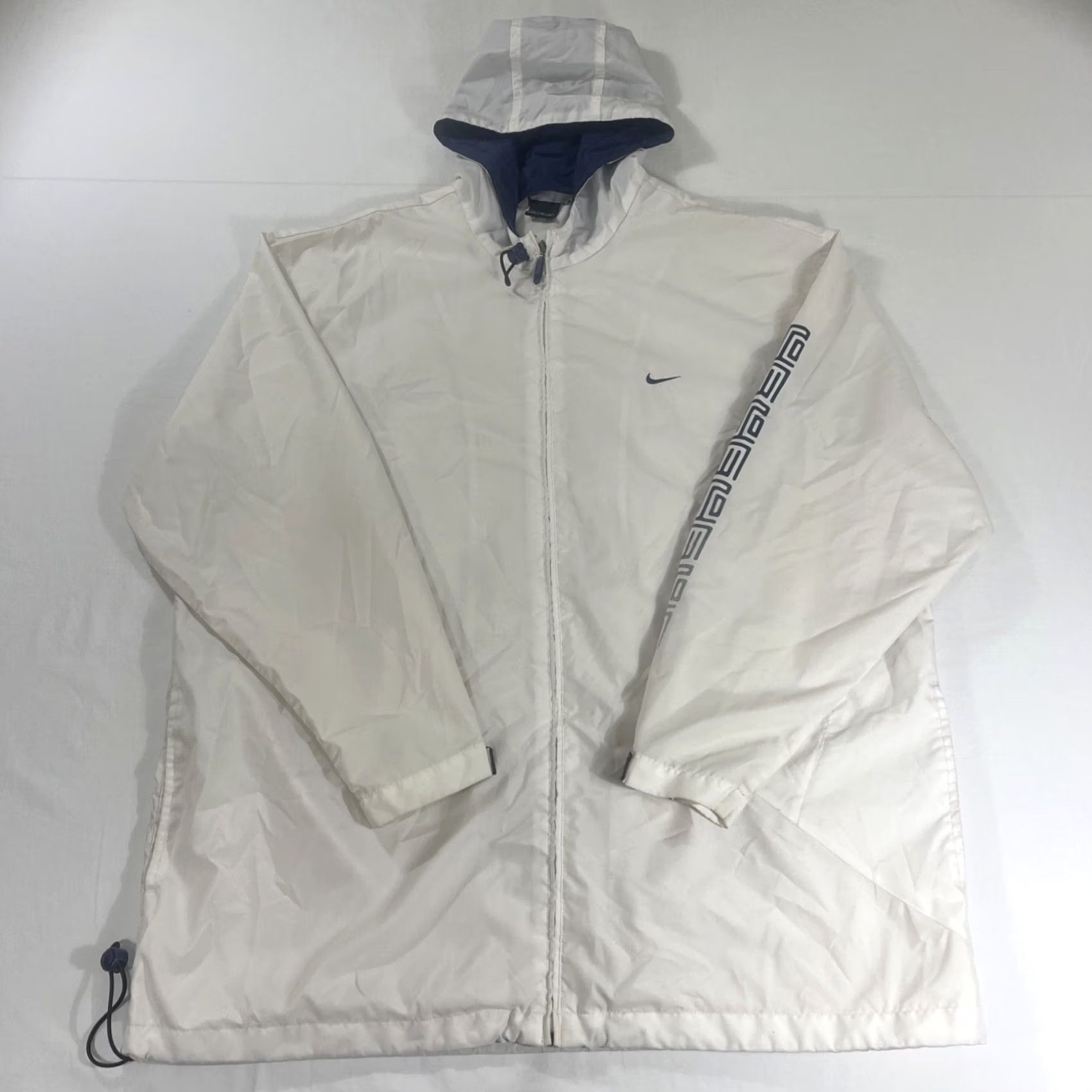 Nike VINTAGE Nike Windbreaker 6453 XL Hooded Jacket White Blue 90s 90s Mens Windbreaker Zip Full Zip Jacket Nike 6453 Size US XL / EU 56 / 4 - 2 Thumbnail