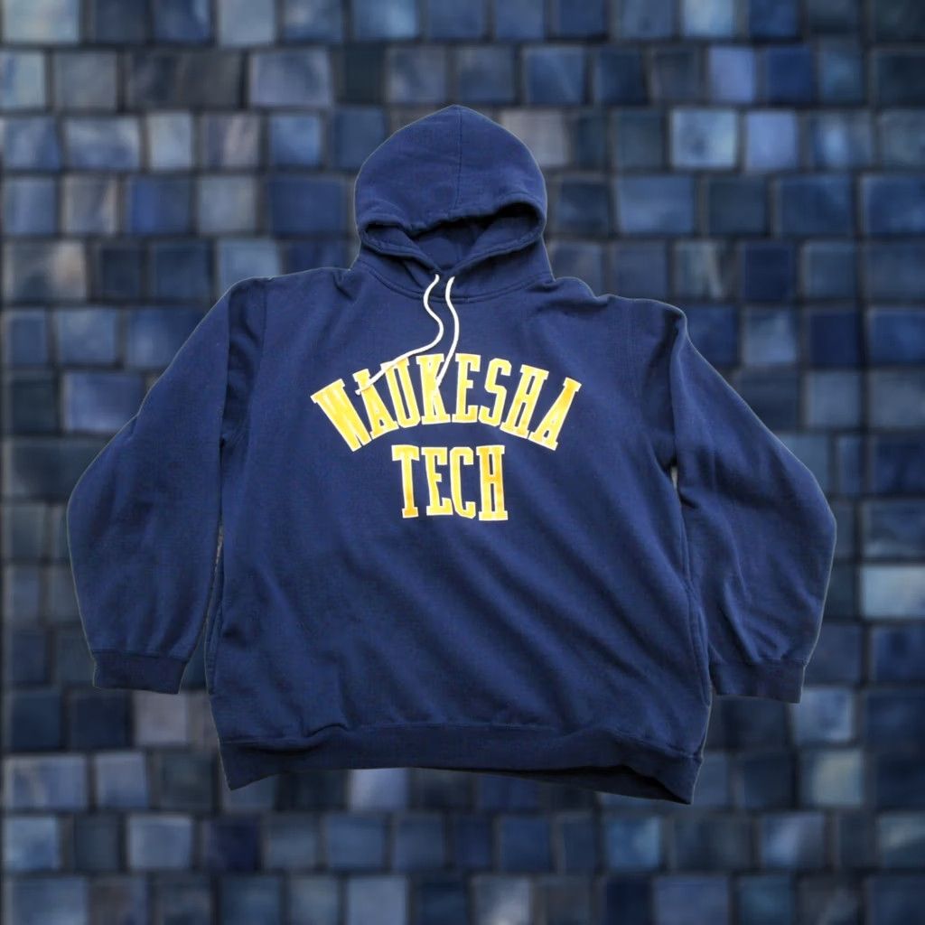 Spell VINTAGE Gear for Sports Waukesha Tech Men's Blue Spell Out Hoodie Sweatshirt XL Blue Pullover Sports Hooded Mens Shirts sweatshirt Size US XL / EU 56 / 4 - 1 Thumbnail