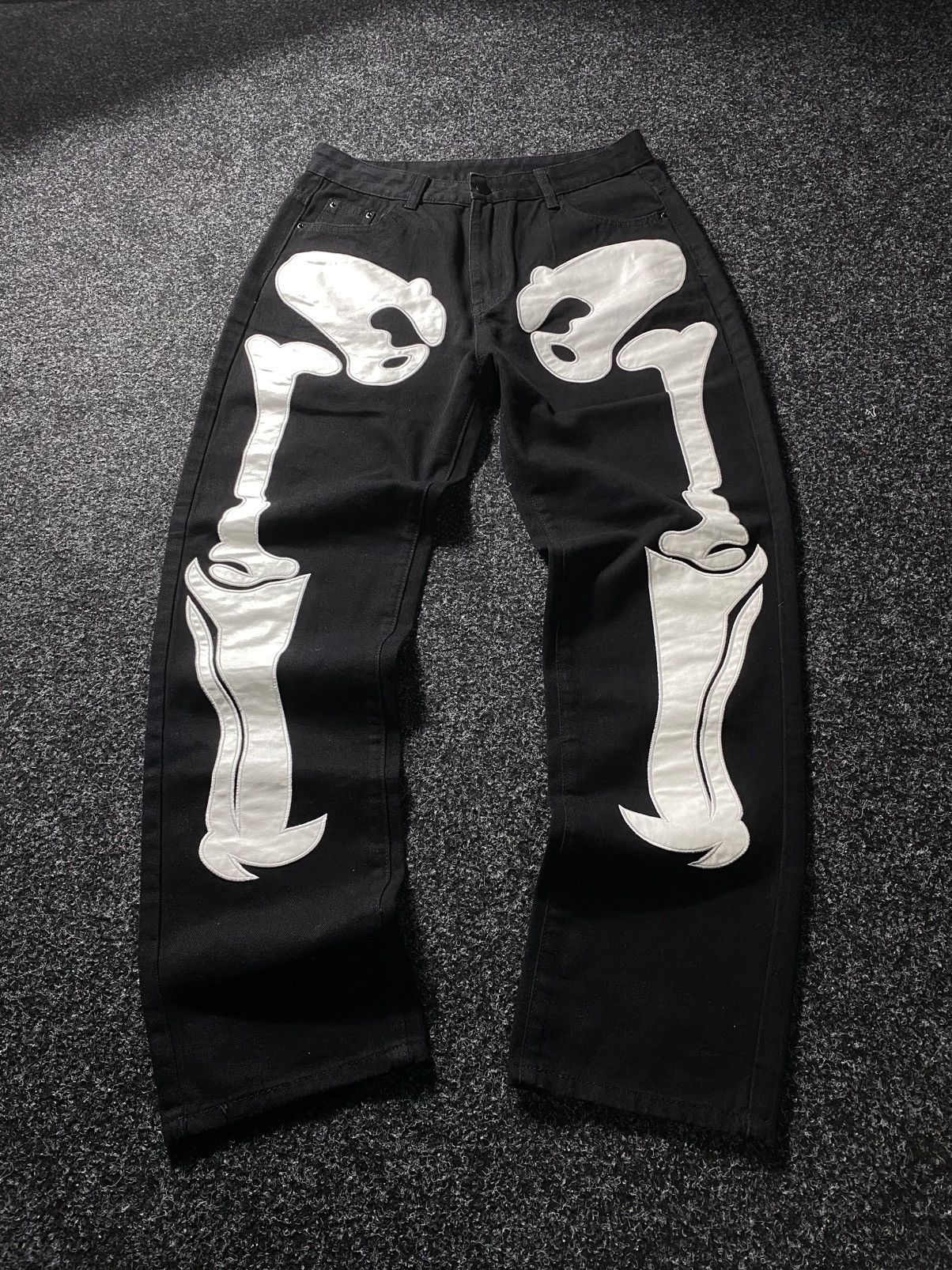 Japanese Brand × Vintage Vintage 90s Skeleton Y2K Sk8 Denim Size 31" - 1 Thumbnail