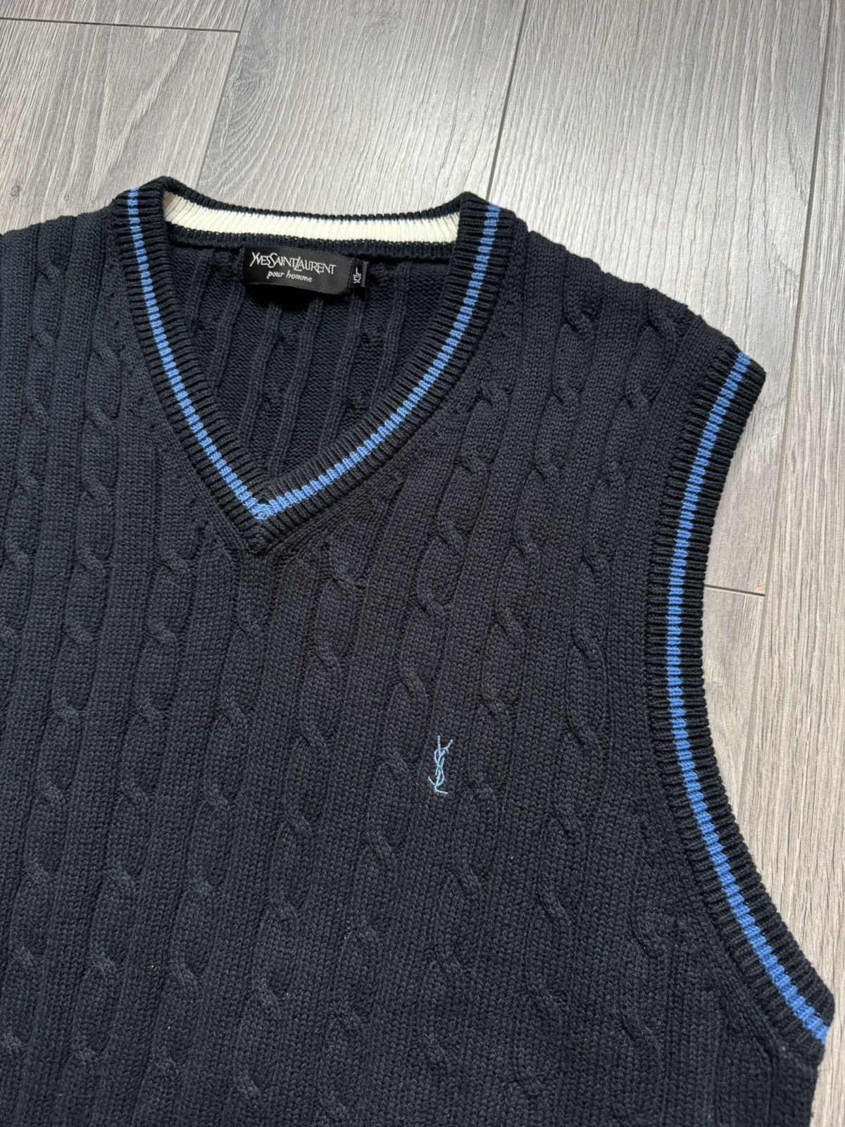 Yves Saint Laurent Yves Saint Laurent Cable- Knitted Vest L Size US L / EU 52-54 / 3 - 5 Thumbnail