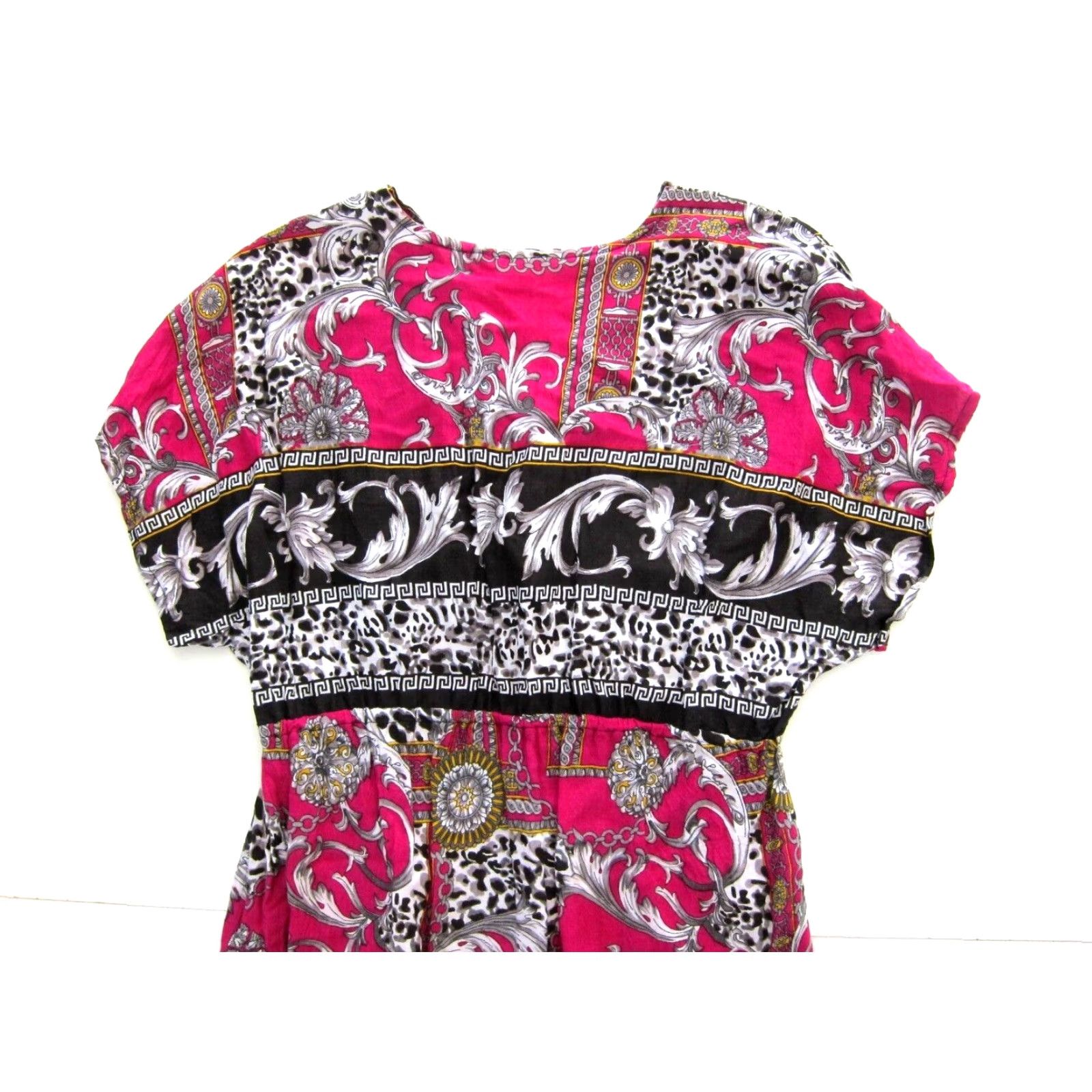Pinko She's Cool Pink Black Yellow Paisley Floral Short Sleeve Tunic Dress M Size 32" / US 10 / IT 46 - 5 Thumbnail