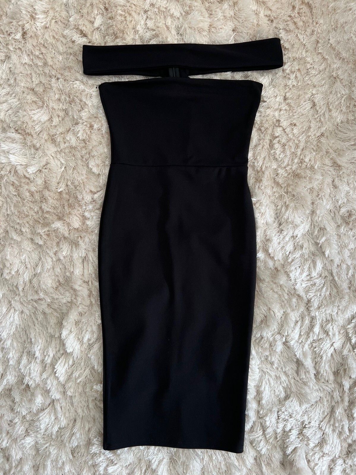 Missguided Miss Guided Off Shoulder Bodycon Dress Black ( US 4 ) Size S / US 4 / IT 40 - 1 Thumbnail