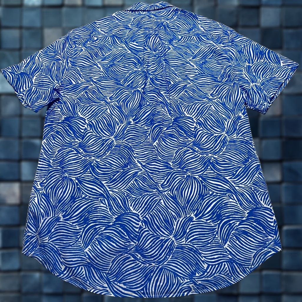 J.Crew J.CREW Shirt Geometric Short Sleeve Button-Down 100% Cotton Blue Mens M Size US M / EU 48-50 / 2 - 1 Thumbnail