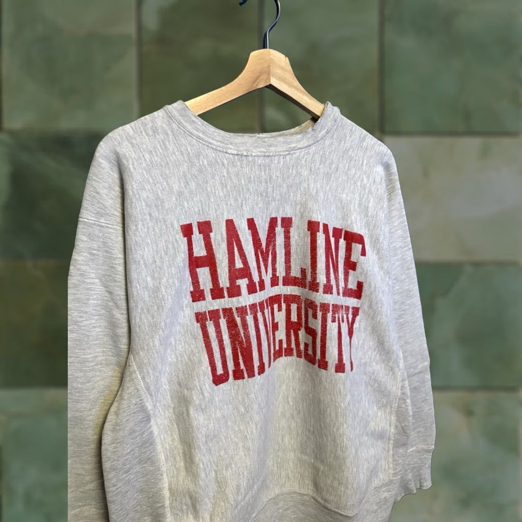 Champion VINTAGE Hamline University Gray Champion Reverse Weave Large Sweatshirt Mens L Pullover Reversible 80s Size US L / EU 52-54 / 3 - 1 Thumbnail