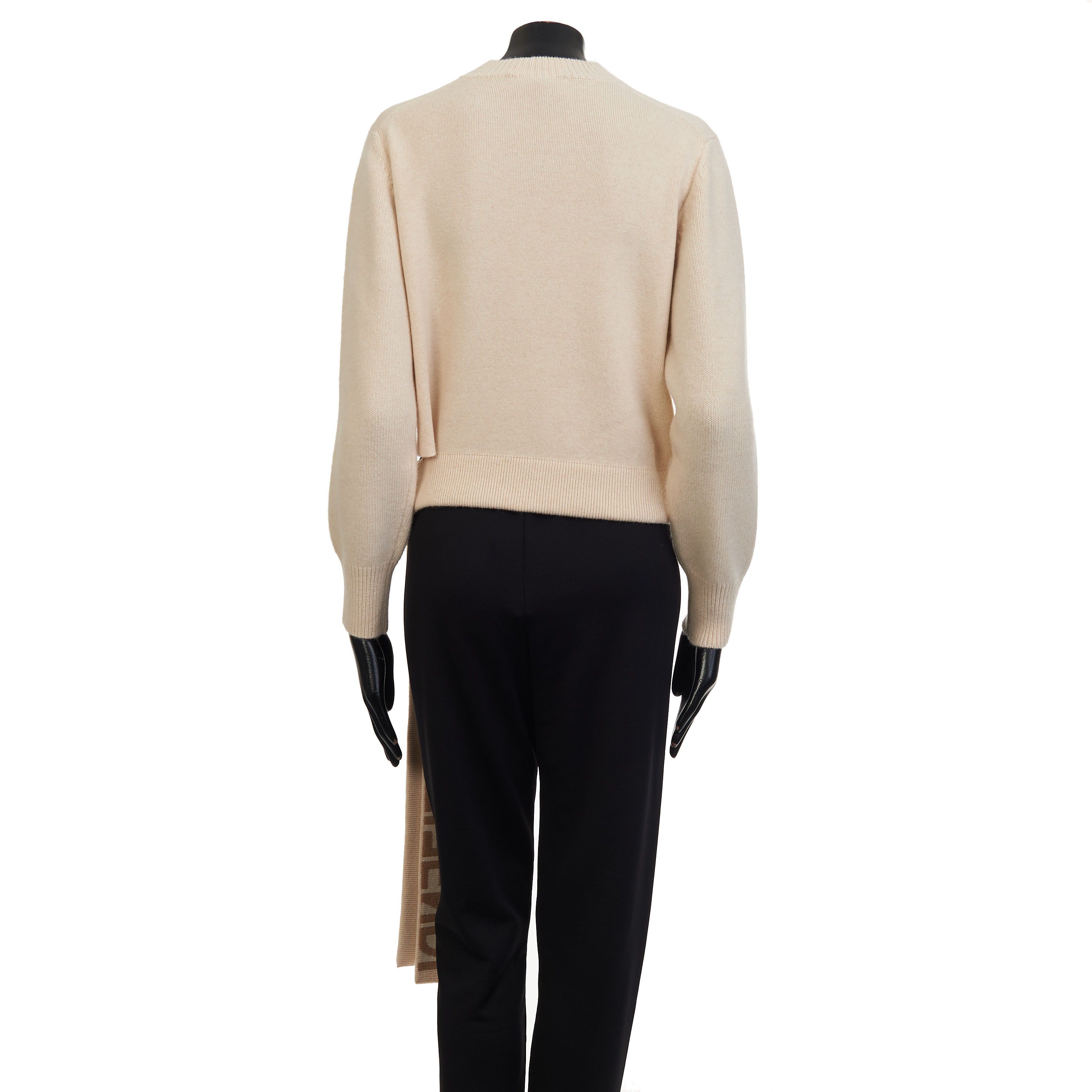 Fendi Beige Cashmere & Wool Sweater - Fendi Mirror Logo Motif Size S / US 4 / IT 40 - 5 Thumbnail