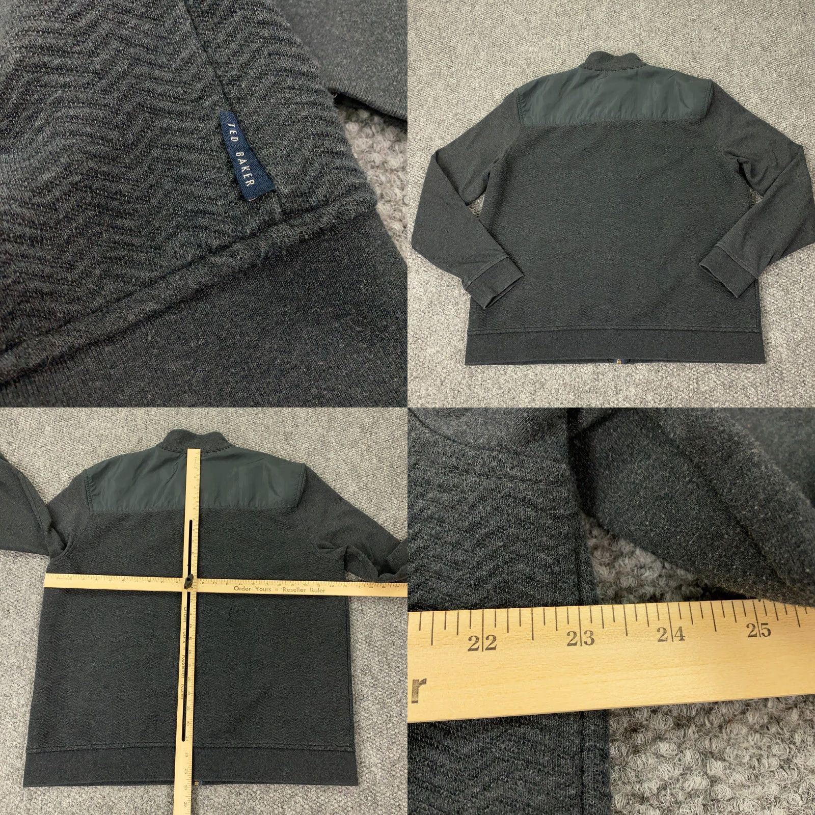 Ted Baker VINTAGE Ted Baker Jacket Womens TB6 Gray Moto Style Herringbone Full Zip US Size 14 Leather Short Sleeve N/A Size XL / US 12-14 / IT 48-50 - 8 Thumbnail