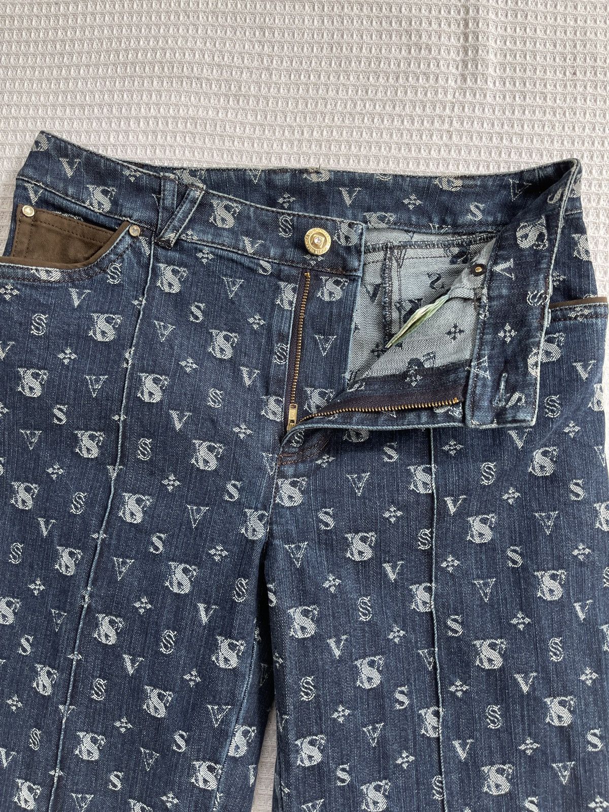 If Six Was Nine Last Drop🔥Very Rare🔥Designer Japan VALENZA Monogram Jeans Size 28" / US 6 / IT 42 - 6 Thumbnail