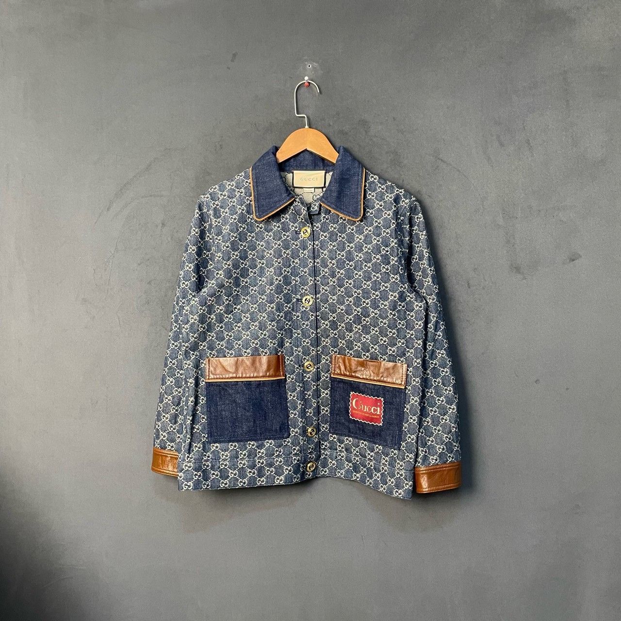 Gucci Blue full-print denim jacket 2501-Nextarrow