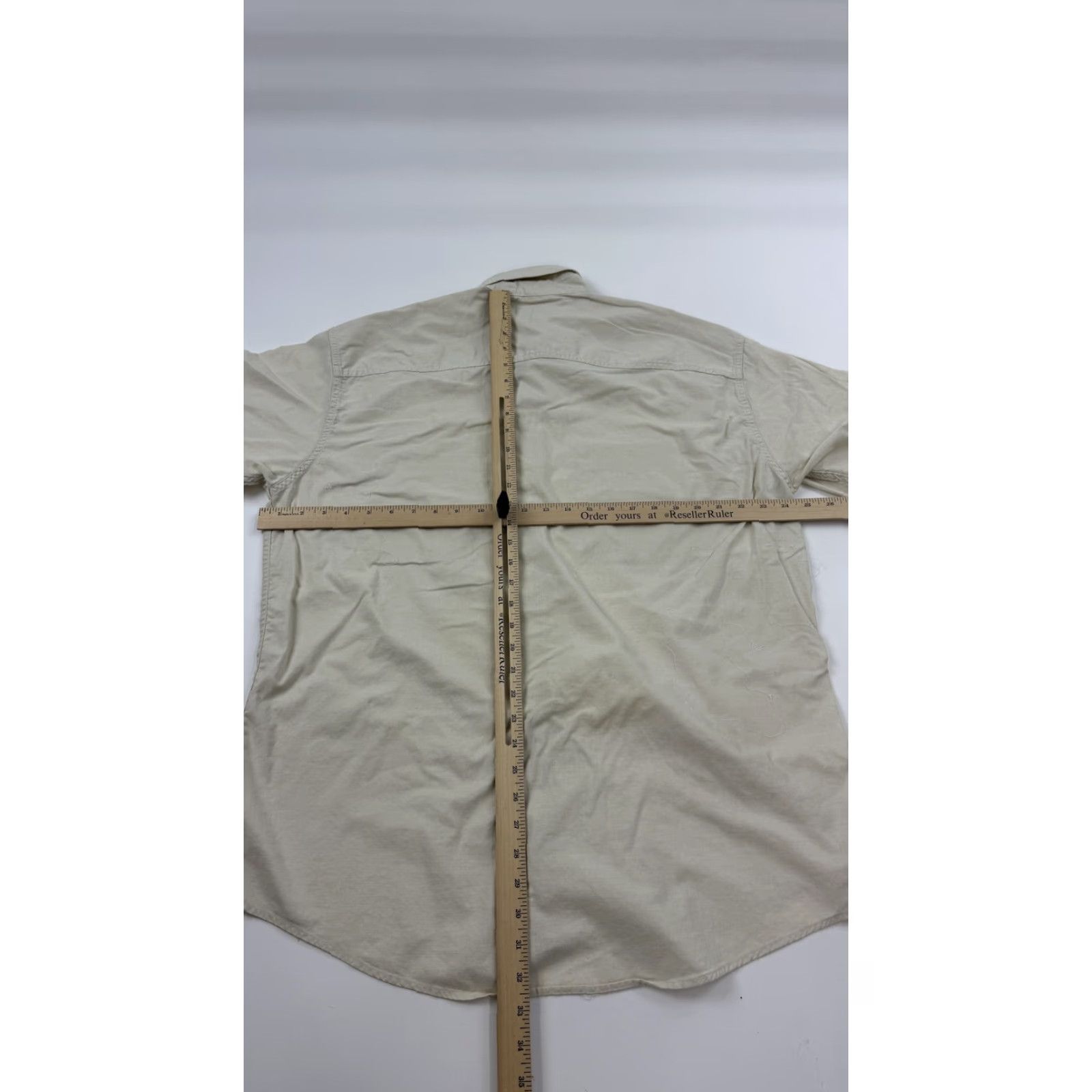 Savane Savane Shirt Mens Large Cotton Short Sleeve Button-Up No Wrinkles Beige Casual Workwear Size US L / EU 52-54 / 3 - 6 Thumbnail