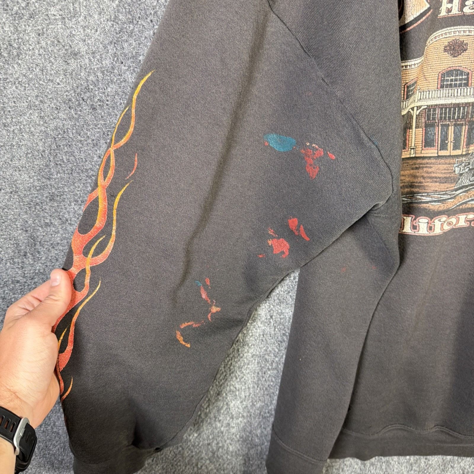 Harley Davidson Vintage Harley Davidson Hoodie Mens 2XL Black 90s Flames Size US XXL / EU 58 / 5 - 11 Thumbnail