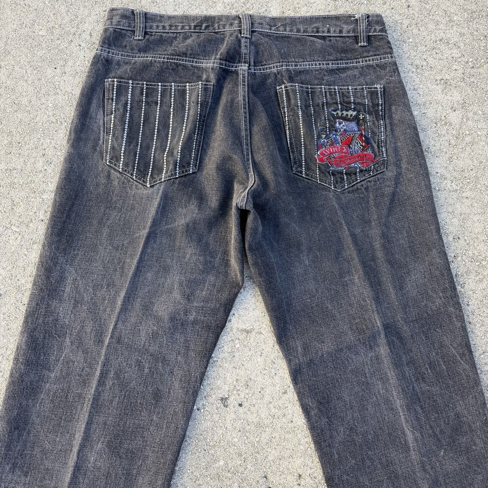 Vintage Y2K Avirex King Royal Black Baggy Denim Jeans 40x32