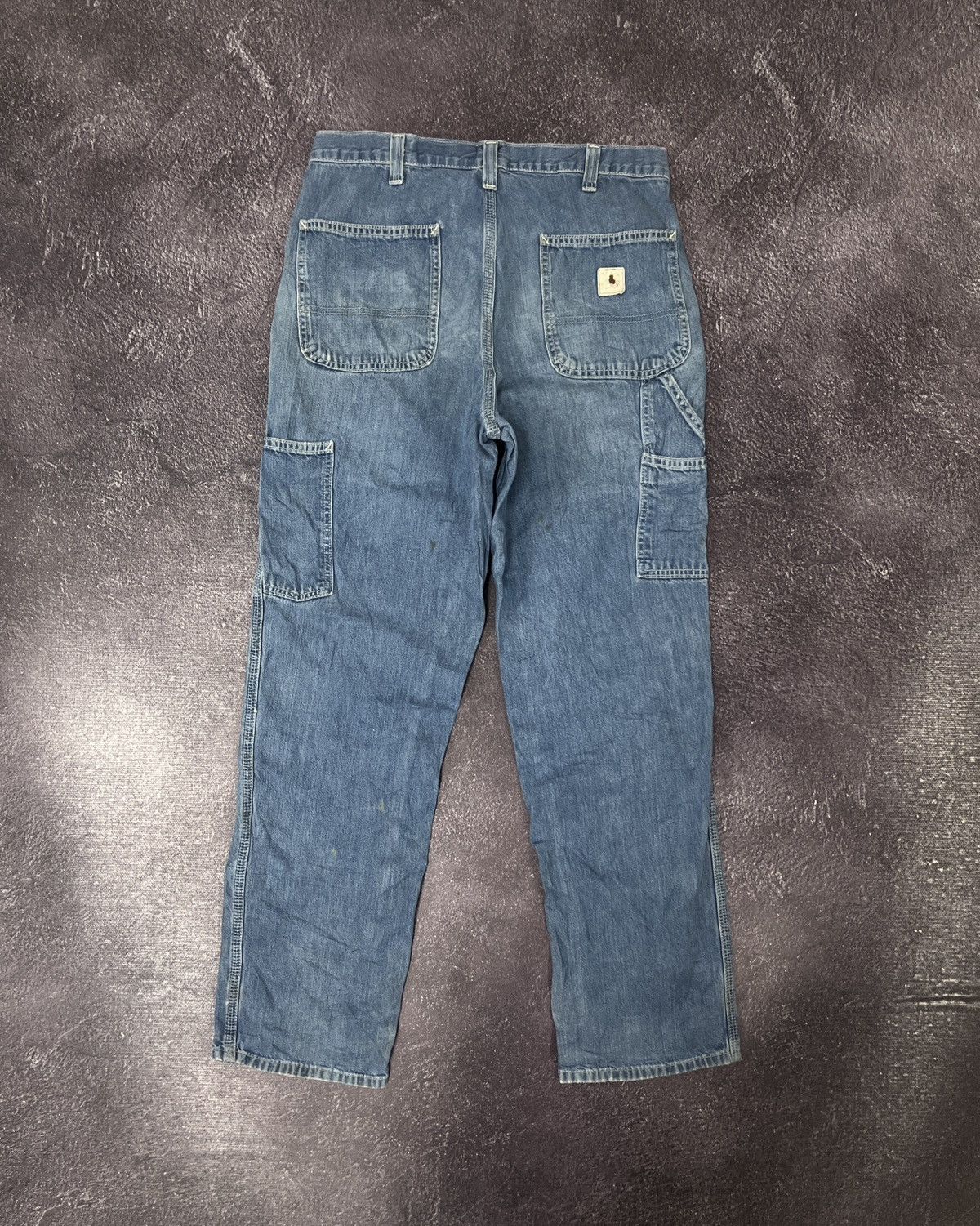 Pre-owned Carhartt X Vintage 90's Carhartt Work Faded Blue Y2k Denim Jeans