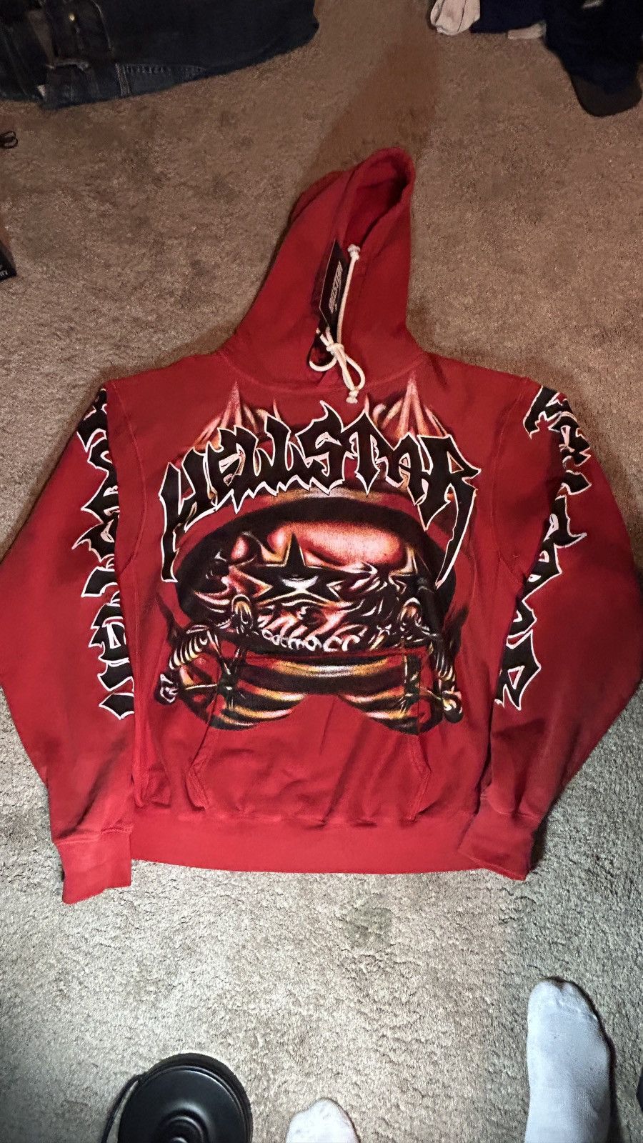 HELLSTAR Hellstar Halloween Skeleton Airbrushed Hoodie 'Red' Size US L / EU 52-54 / 3 - 9 Thumbnail