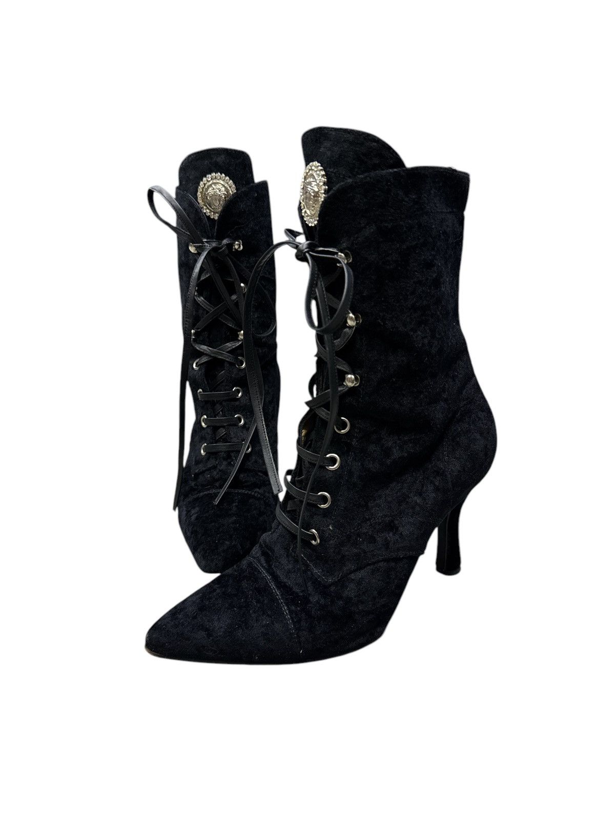 Other VINTAGE GIANNI VERSACE VELVET MEDUSA HEAD ANKLE BOOTS Size US 6.5 / IT 36.5 - 2 Thumbnail
