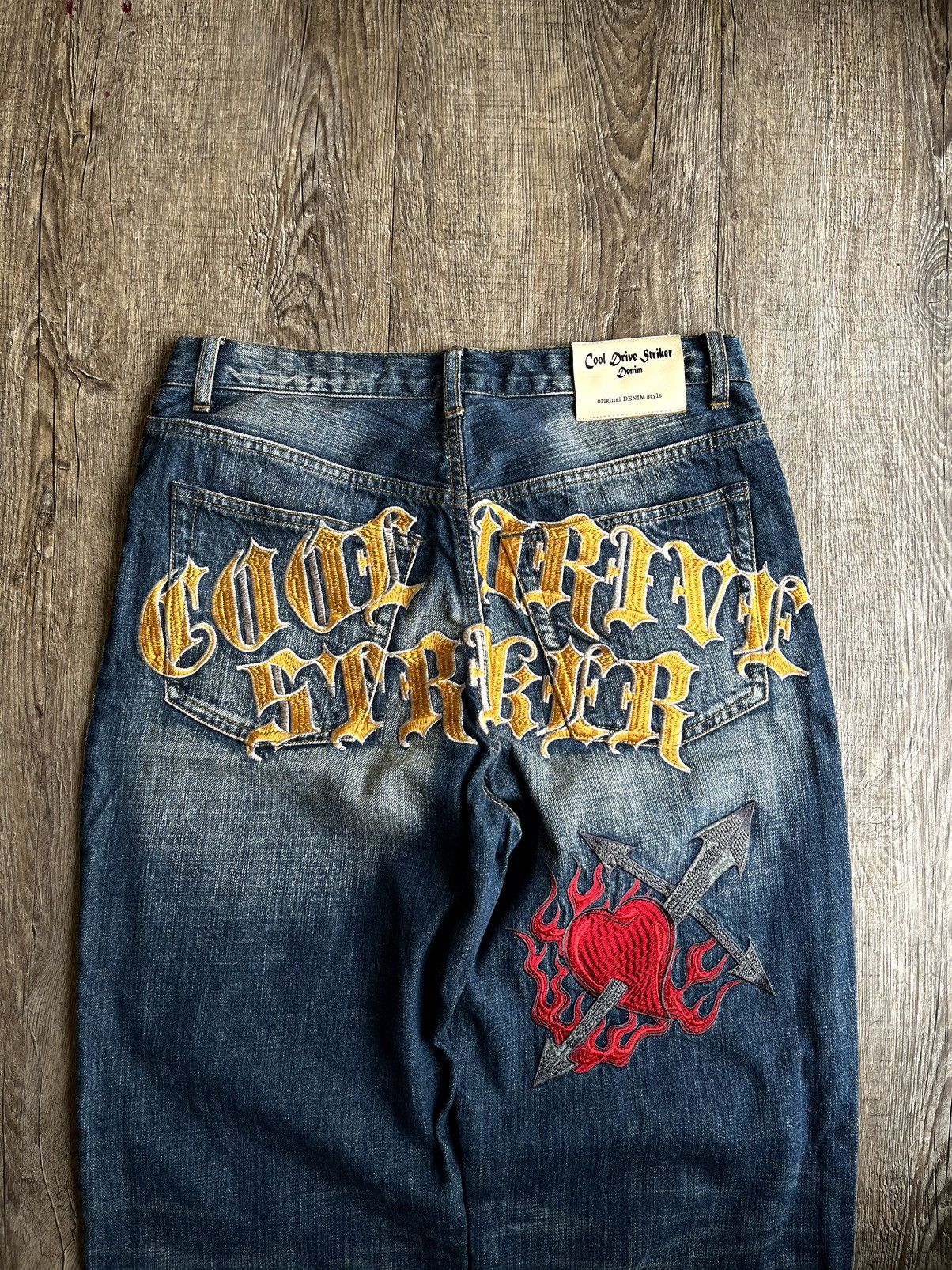 Y2K BAGGY PANTS COOL DRIVE STRIKER EMBROIDERY VINTAGE