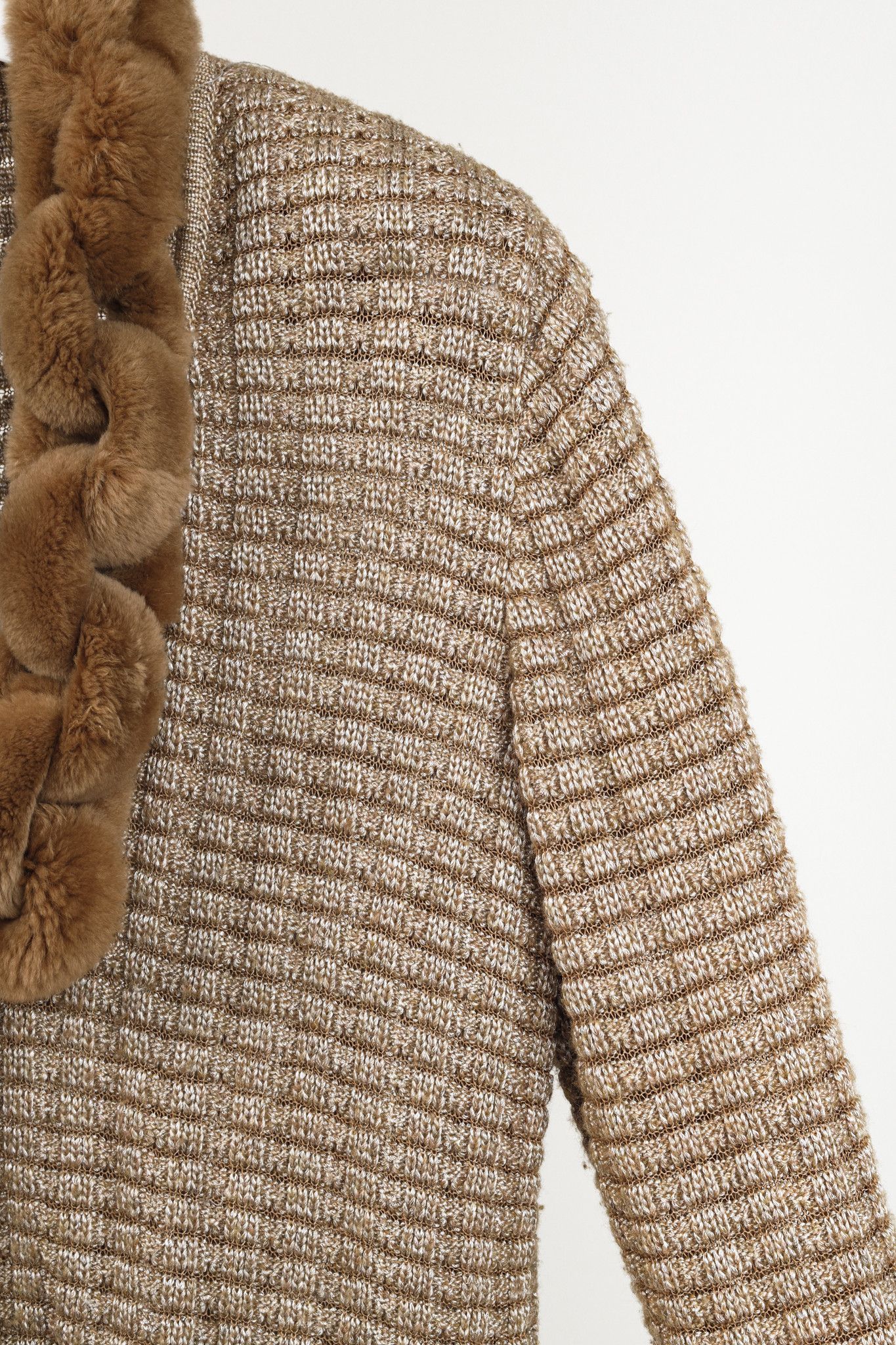 Escada Escada Brown Cardigan with Fur Chainlink Collar Size M / US 6-8 / IT 42-44 - 6 Thumbnail