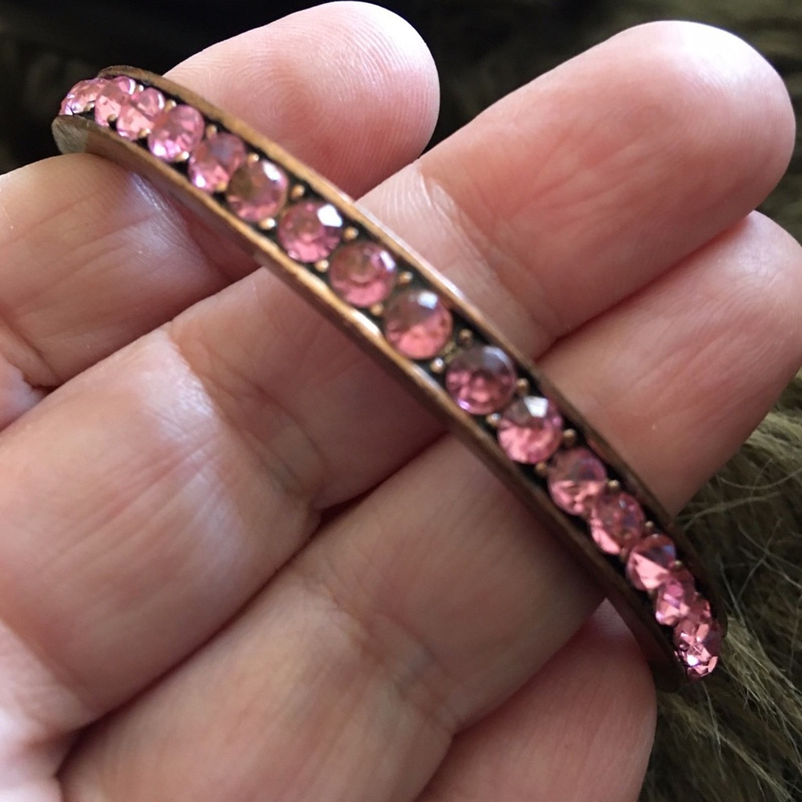 Vintage Vintage pink crystal rhinestone bangle bracelet Size ONE SIZE - 5 Thumbnail