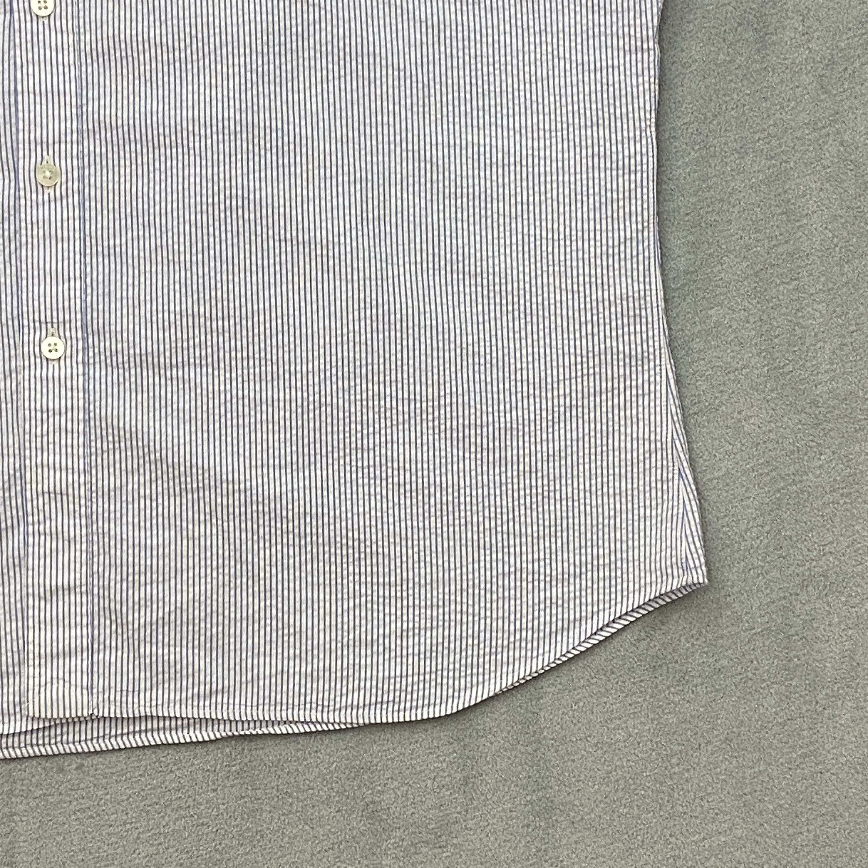 Hamilton Shirts SEERSUCKER Shirt Men XL Blue Striped Puckered Short Sleeve Size US XL / EU 56 / 4 - 7 Thumbnail