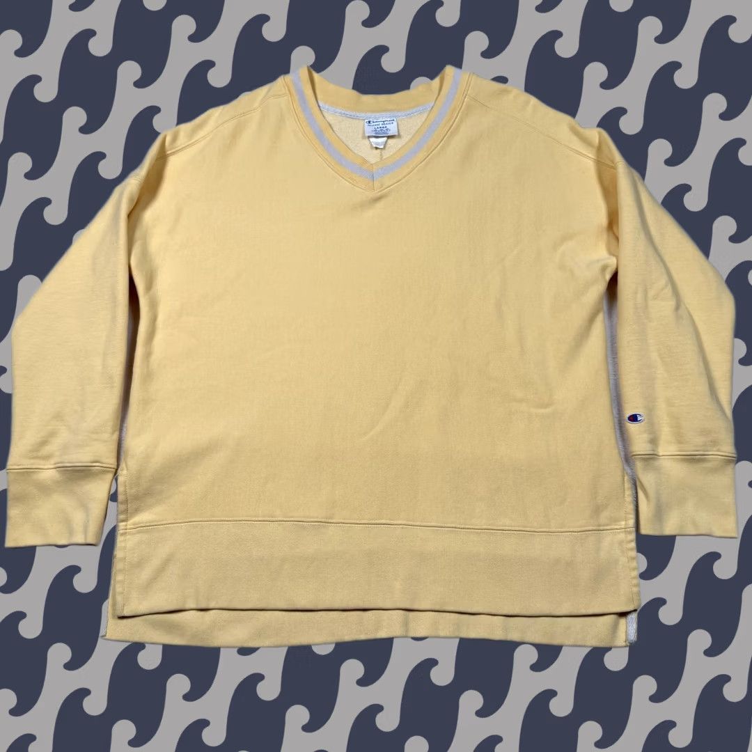 Champion Champion Sweatshirt Mens Large Yellow Reverse Weave Pullover V ...