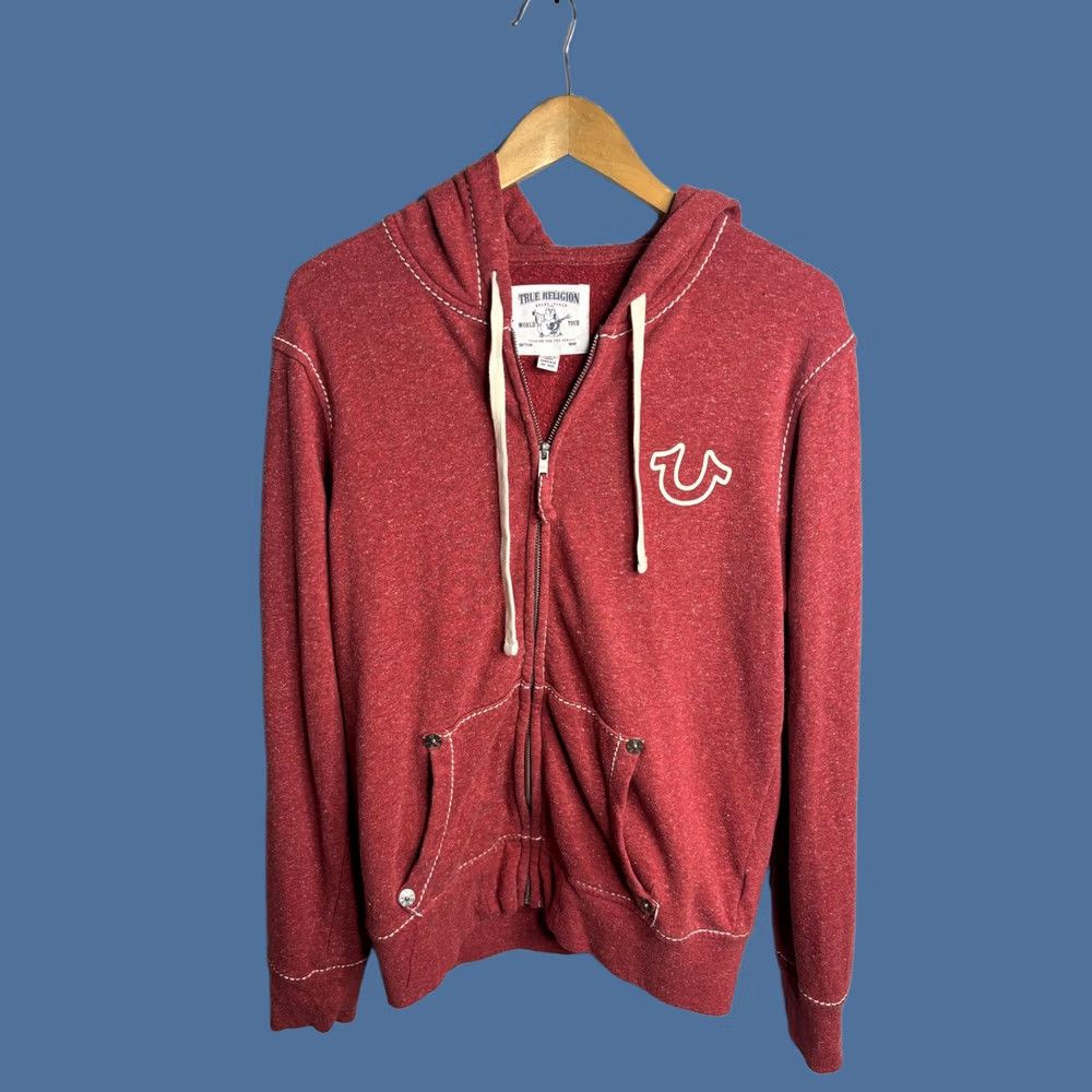 True Religion True Religion Hoodie Mens M Red Full Zip Fleece Horseshoe Logo Sweatshirt Size US M / EU 48-50 / 2 - 1 Thumbnail