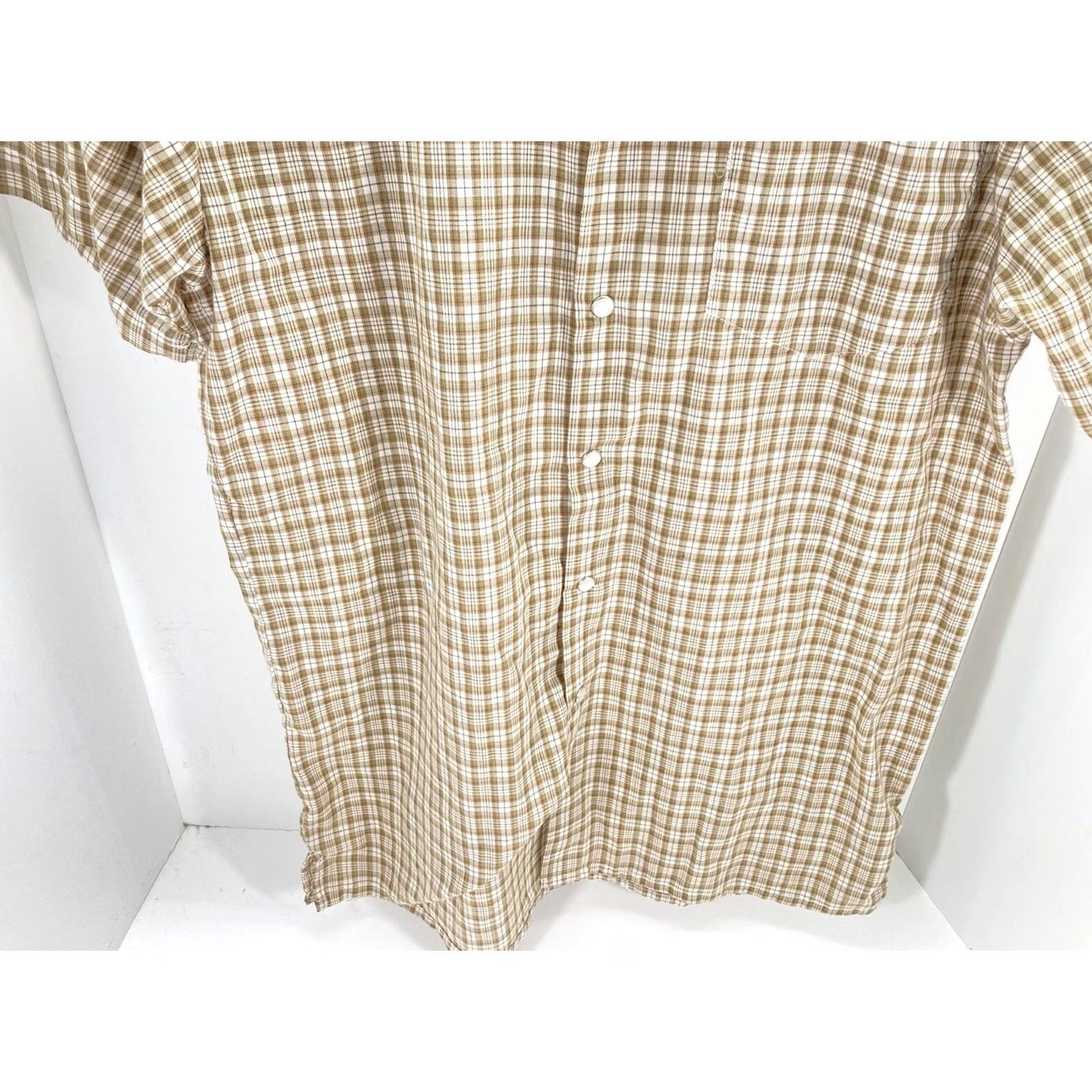 Haband Haband Duke Pearl Snap Shirt Men Size M Beige Check Short Sleeve Western Shirt Size US M / EU 48-50 / 2 - 3 Thumbnail
