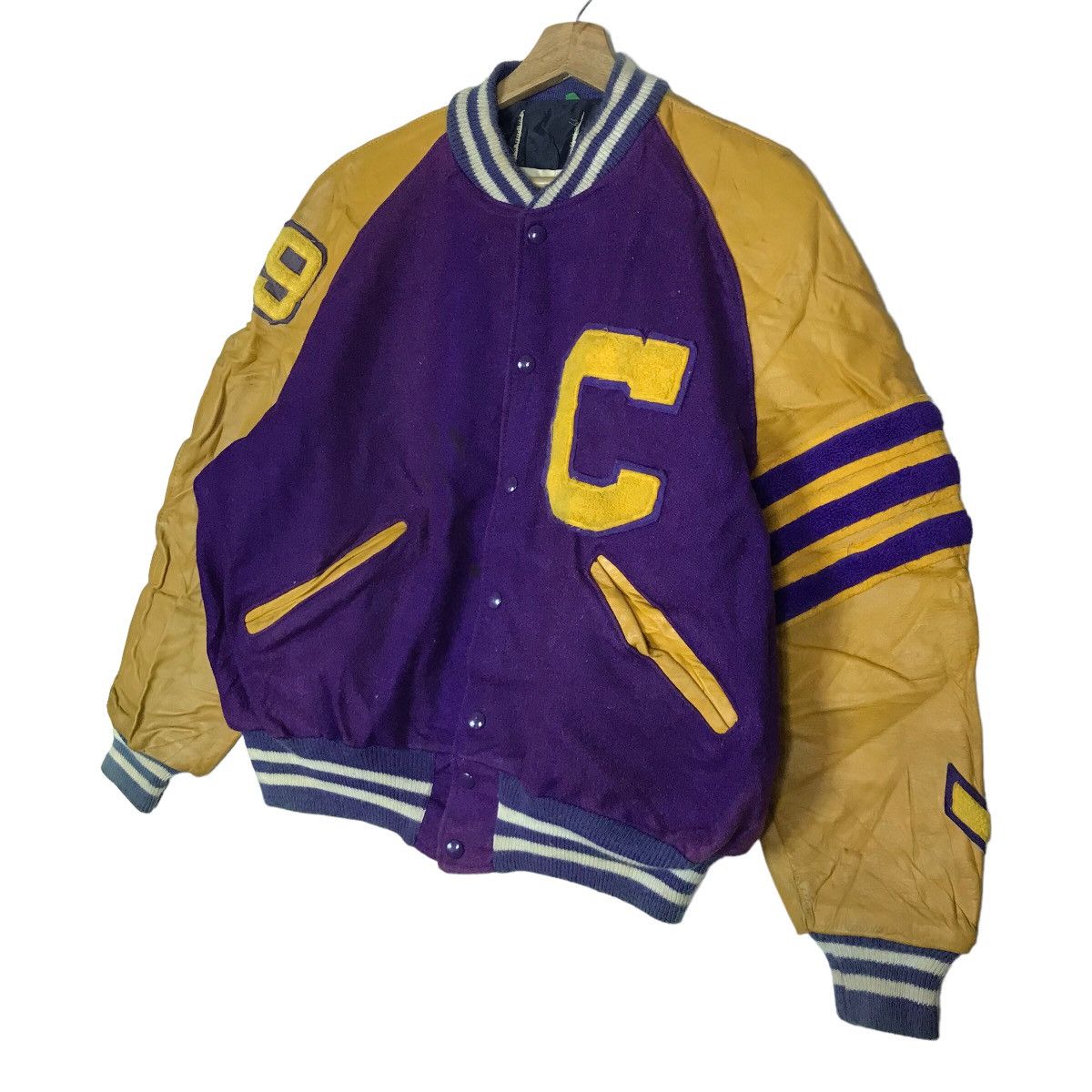 Other Vintage 90s Hollywood Letterman Wool Leather Varsity Jacket Size US L / EU 52-54 / 3 - 7 Thumbnail