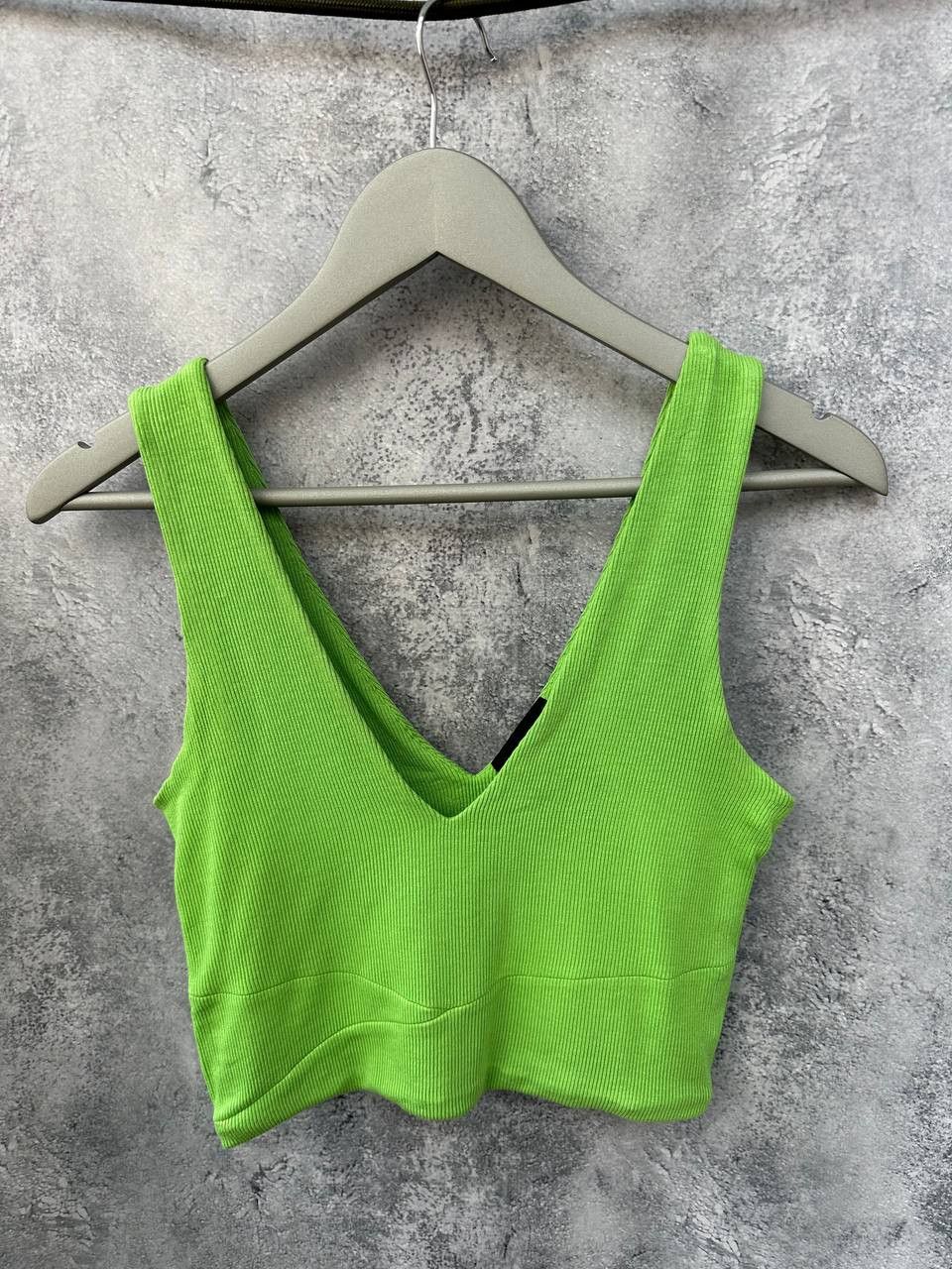 ME+EM Me+Em Green Ribbed Crop Top Made in Portugal Size M / US 6-8 / IT 42-44 - 2 Thumbnail