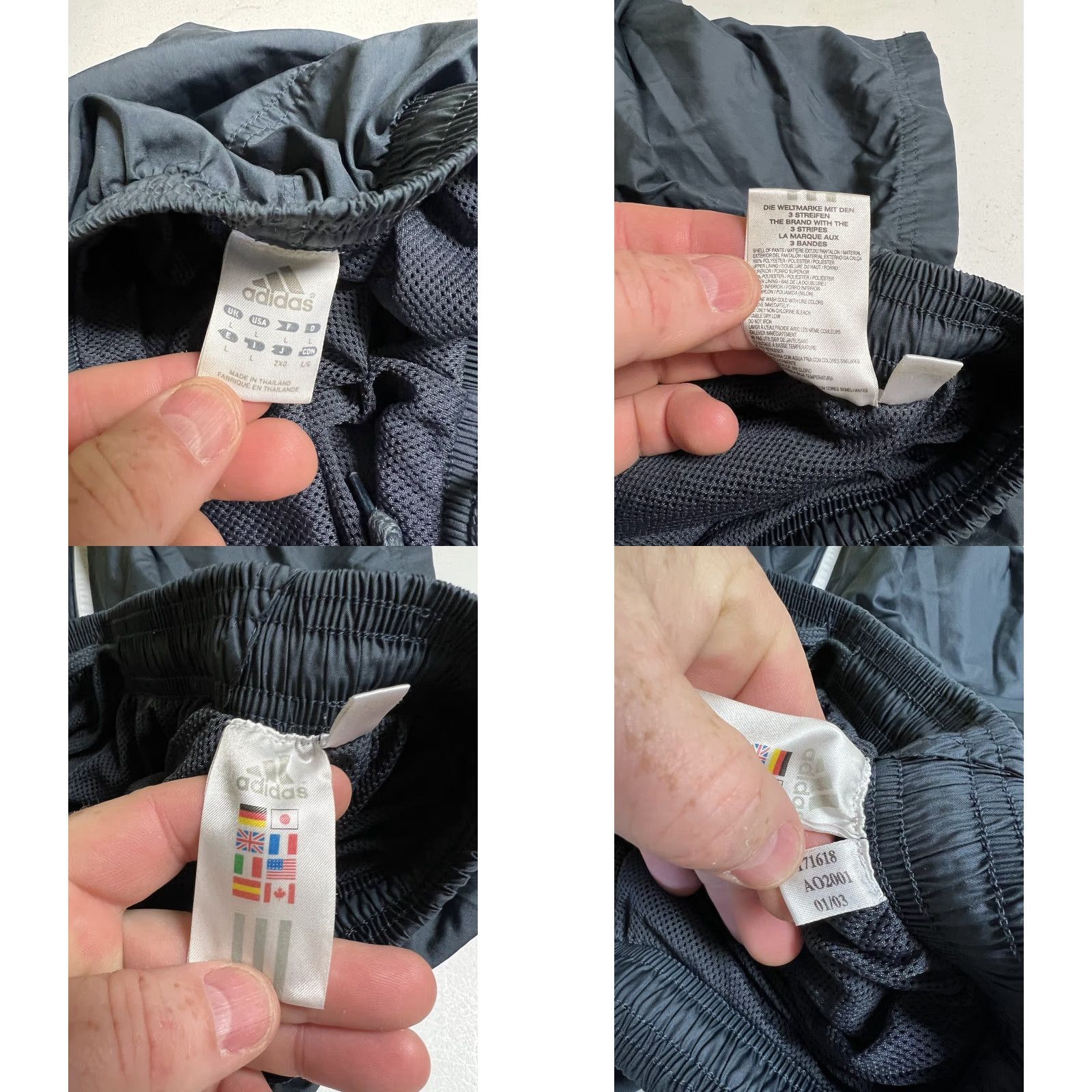 Adidas VTG Adidas Pants Mens L Gray 3-Stripes Elastic Waist Lined Track Drawstring Size US 33 - 9 Thumbnail