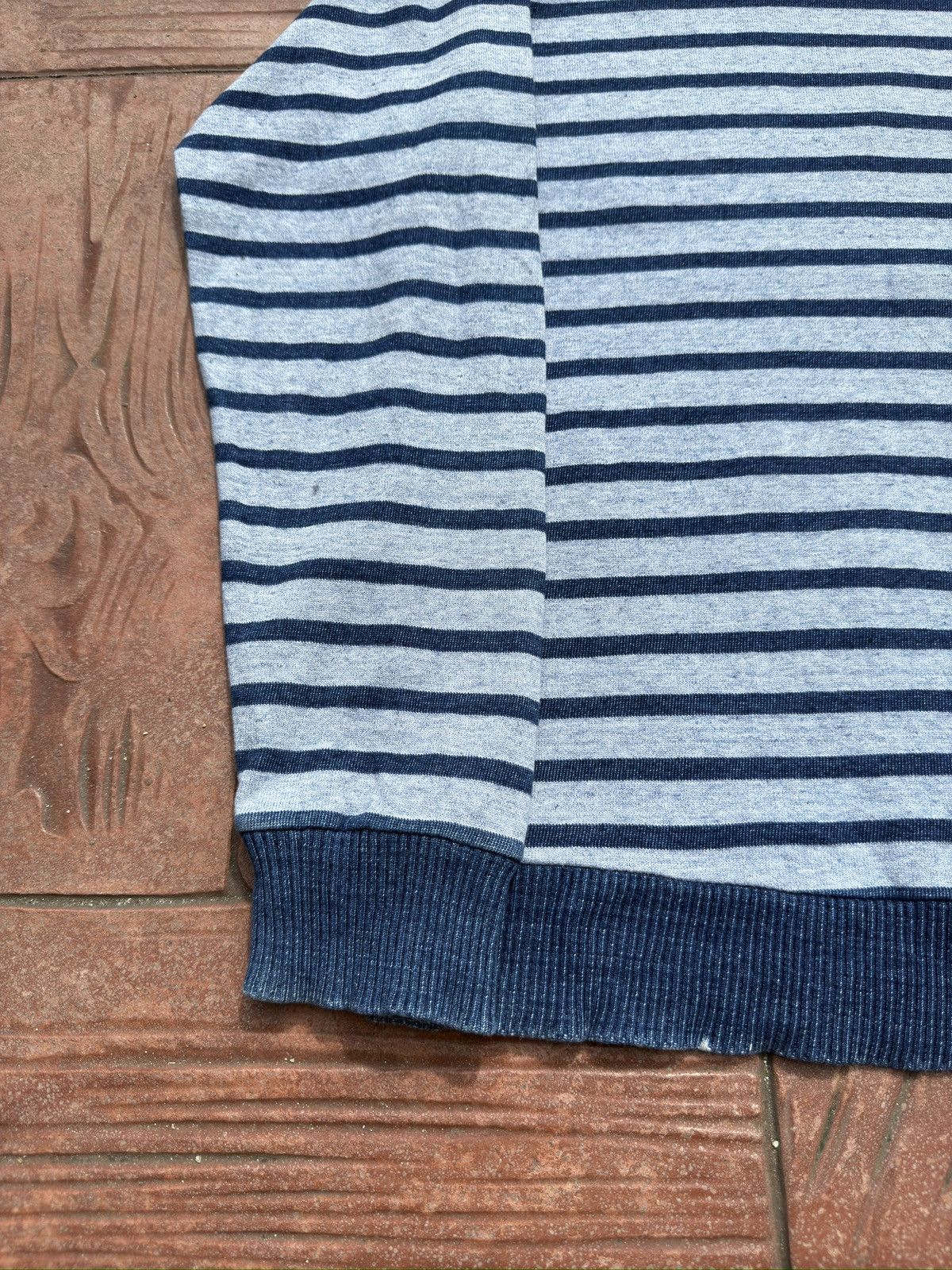 45rpm BLUE BLUE JAPAN Big V-Neck Indigo Stripes Jumper Size US L / EU 52-54 / 3 - 9 Thumbnail