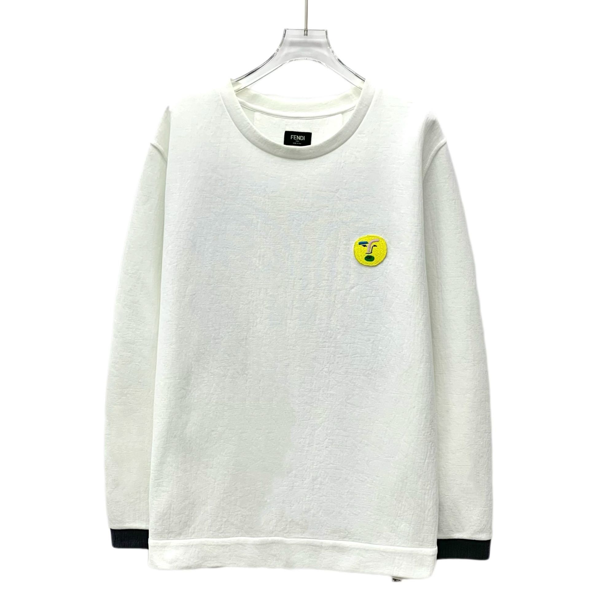 Fendi Fendi White Round-Neck Long-Sleeve Sweatshirt With Flocked P Size US L / EU 52-54 / 3 - 1 Thumbnail