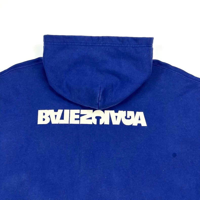 Balenciaga Balenciaga Blue embroidery inverted lettering hooded sweat Size US M / EU 48-50 / 2 - 7 Thumbnail