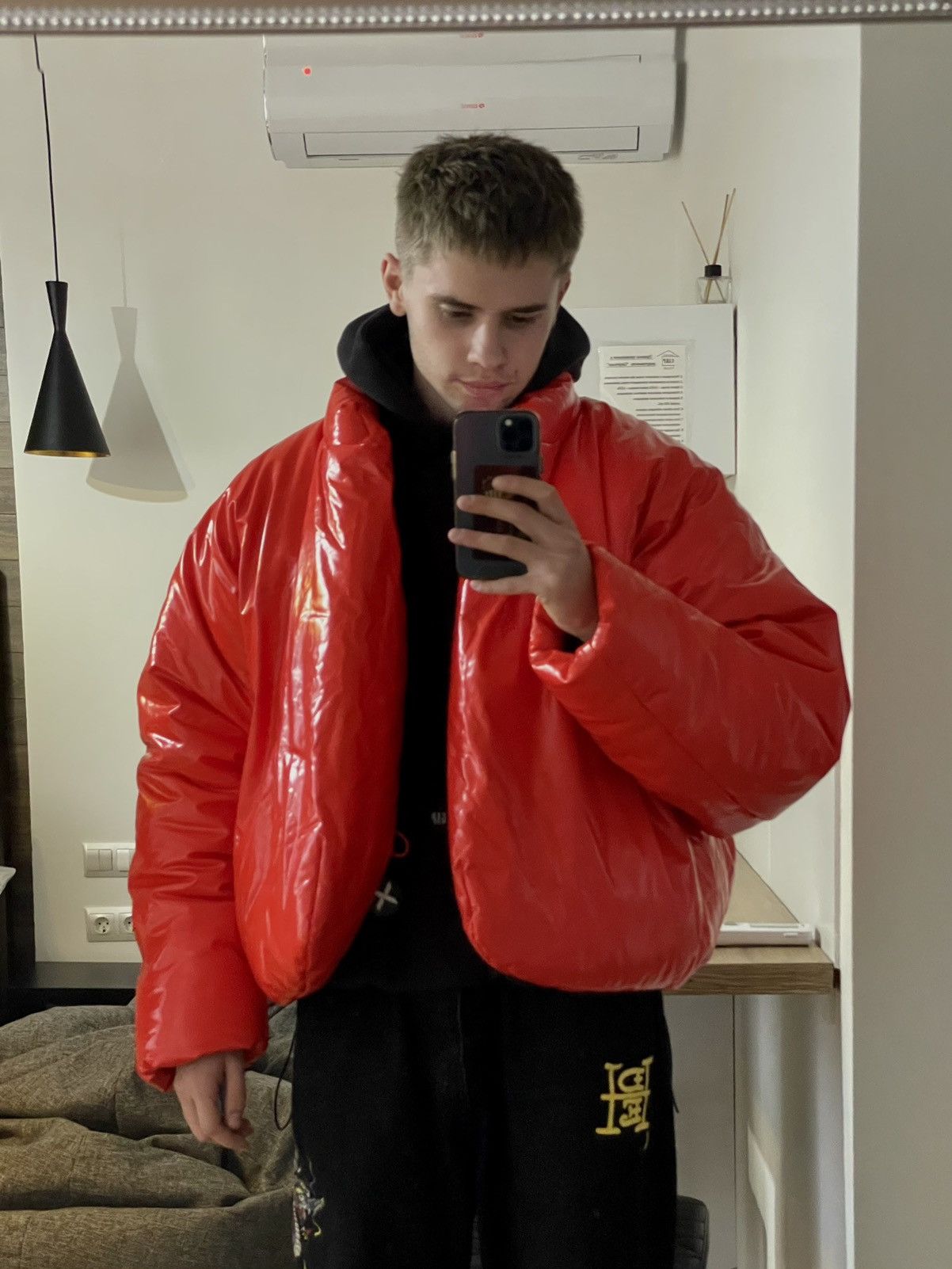 gap yeezy red jacket