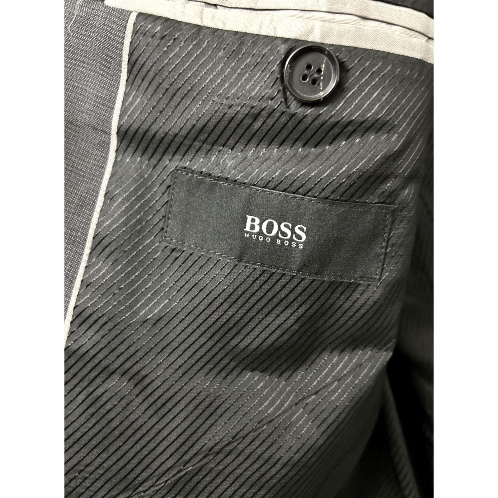 Hugo Boss HUGO BOSS Blazer Mens 42R Gray 100% Virgin Wool Two-Button Single-Breasted Jacket Sport Coat Slim Regular Fit Size 42R - 7 Thumbnail