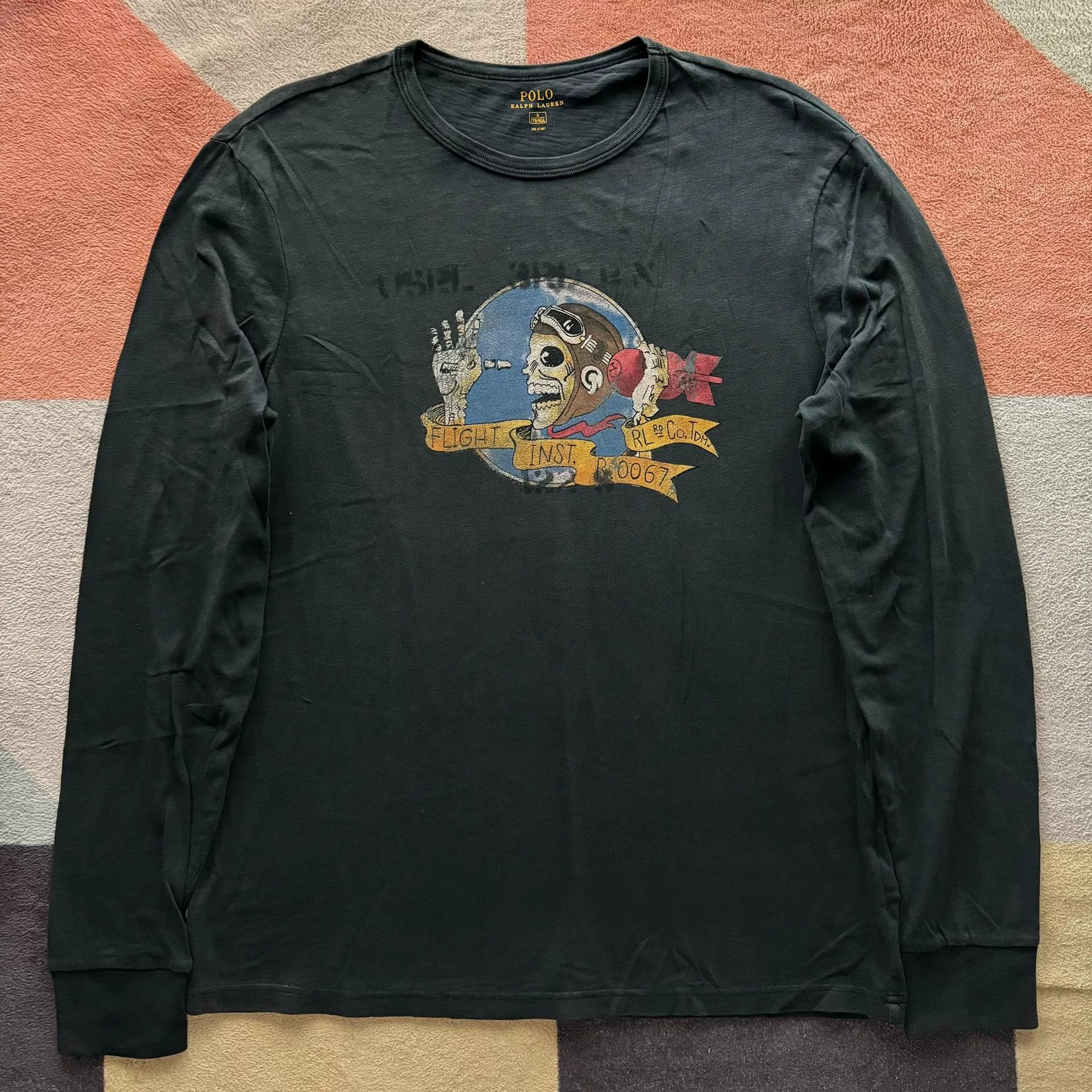 RRL Ralph Lauren Ralph Lauren Skull Pilot Military Long Sleeve T-Shirt Size US S / EU 44-46 / 1 - 1 Thumbnail