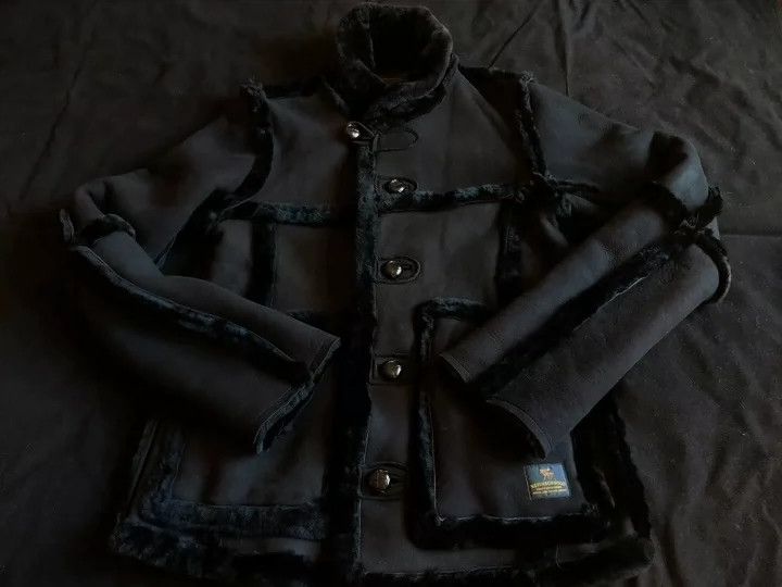 Neighborhood Neighborhood Pure Black Leather Shearling Coat - dmc Size US S / EU 44-46 / 1 - 1 Thumbnail