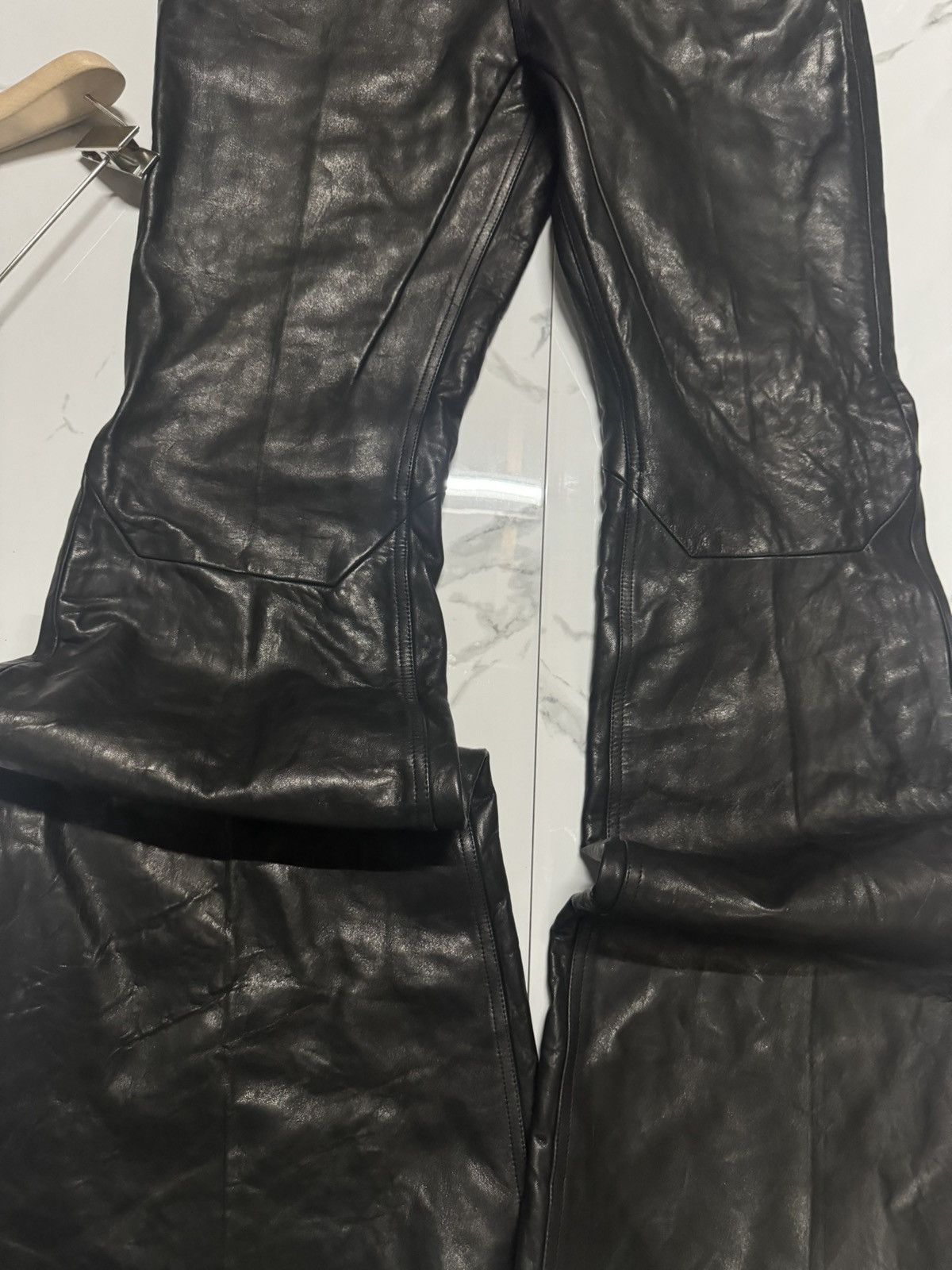 Rick Owens RICK OWENS Black Porterville Bolan Leather Trousers Pants Size US 31 - 2 Thumbnail