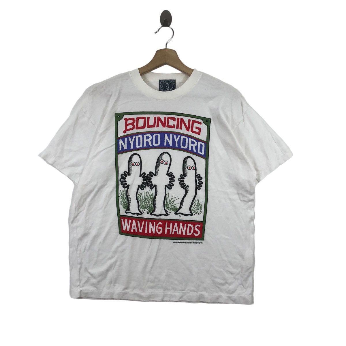 Vintage 1990 SNUFKIN MOOMIN NYORO Bouncing Tee Shirt Top