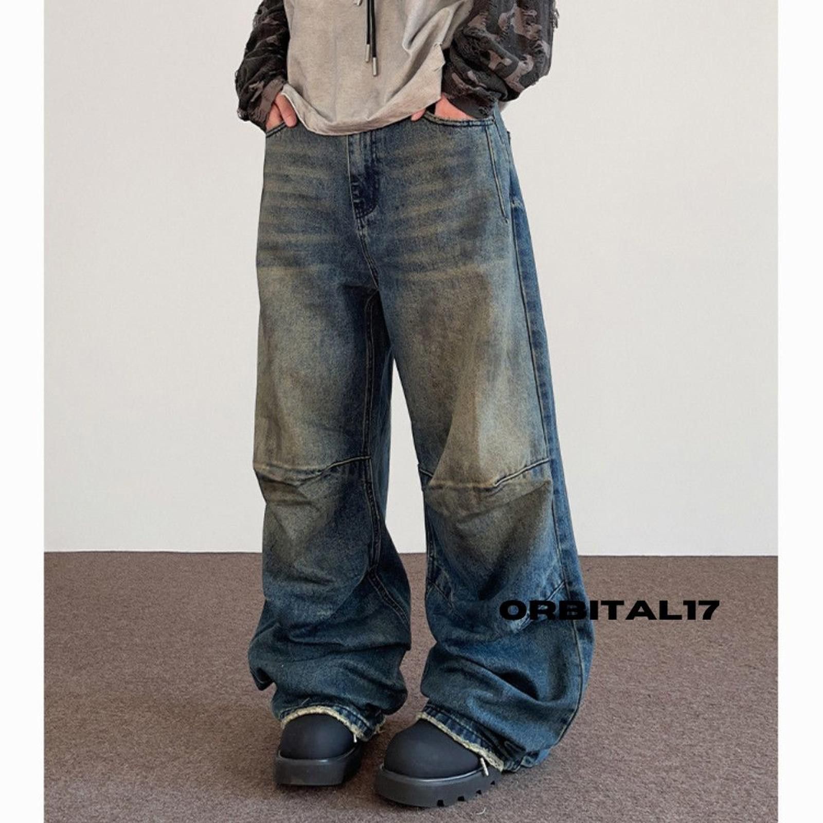 Vintage Washed Distressed Denim Jeans, Flare Jeans Size US 32 / EU 48 - 2 Thumbnail