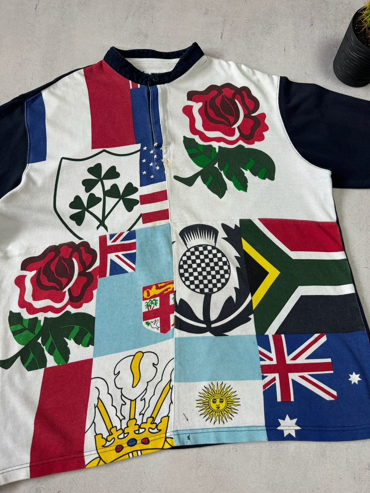 Cotton Traders × Vintage Cotton Traders Multi Flag Rugby Polo Shirt World Cup England Size US XXL / EU 58 / 5 - 4 Thumbnail